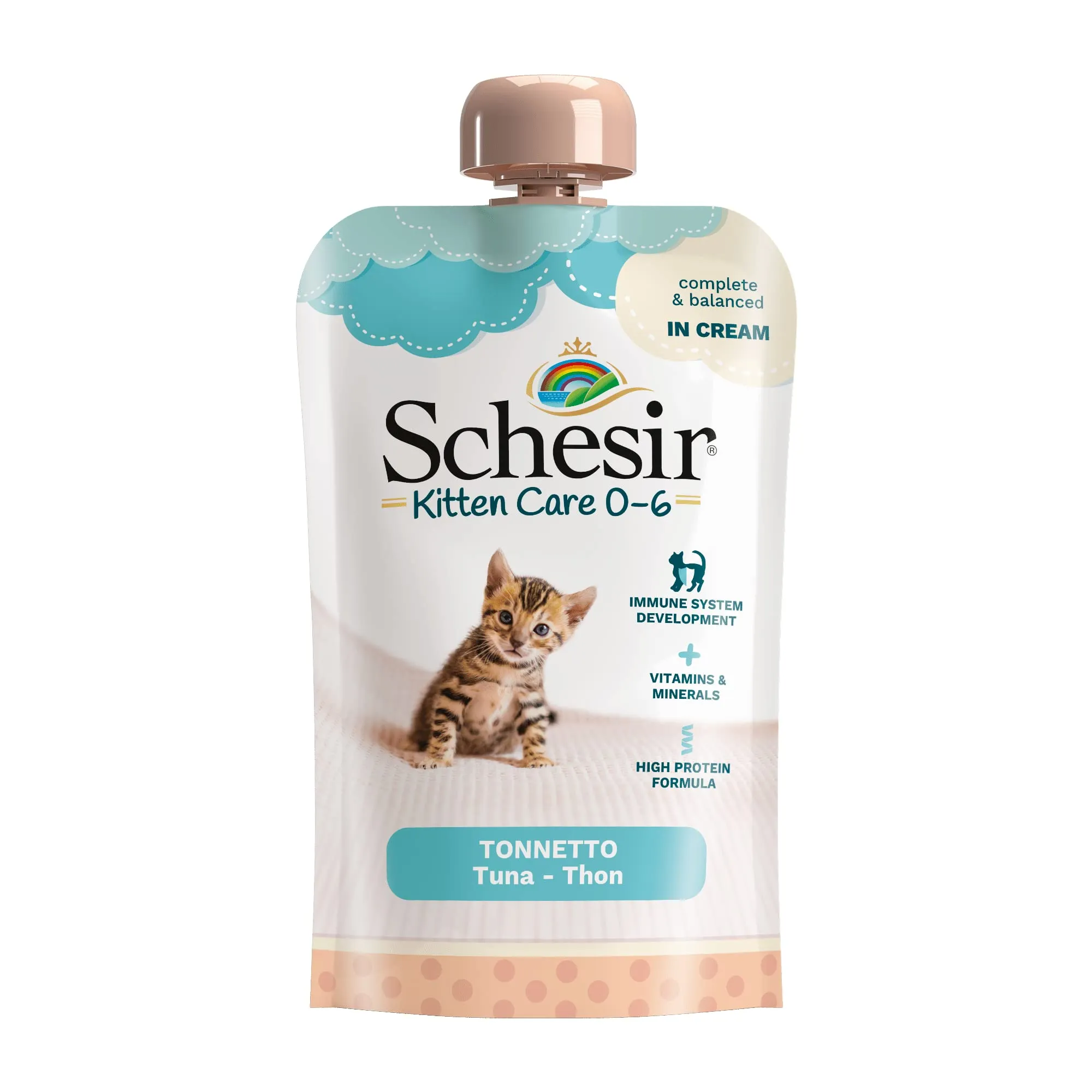 Schesir Cibo Umido per Gattini al Tonnetto in Crema 0-6 Mesi, 20 buste da 150g - immagine 1