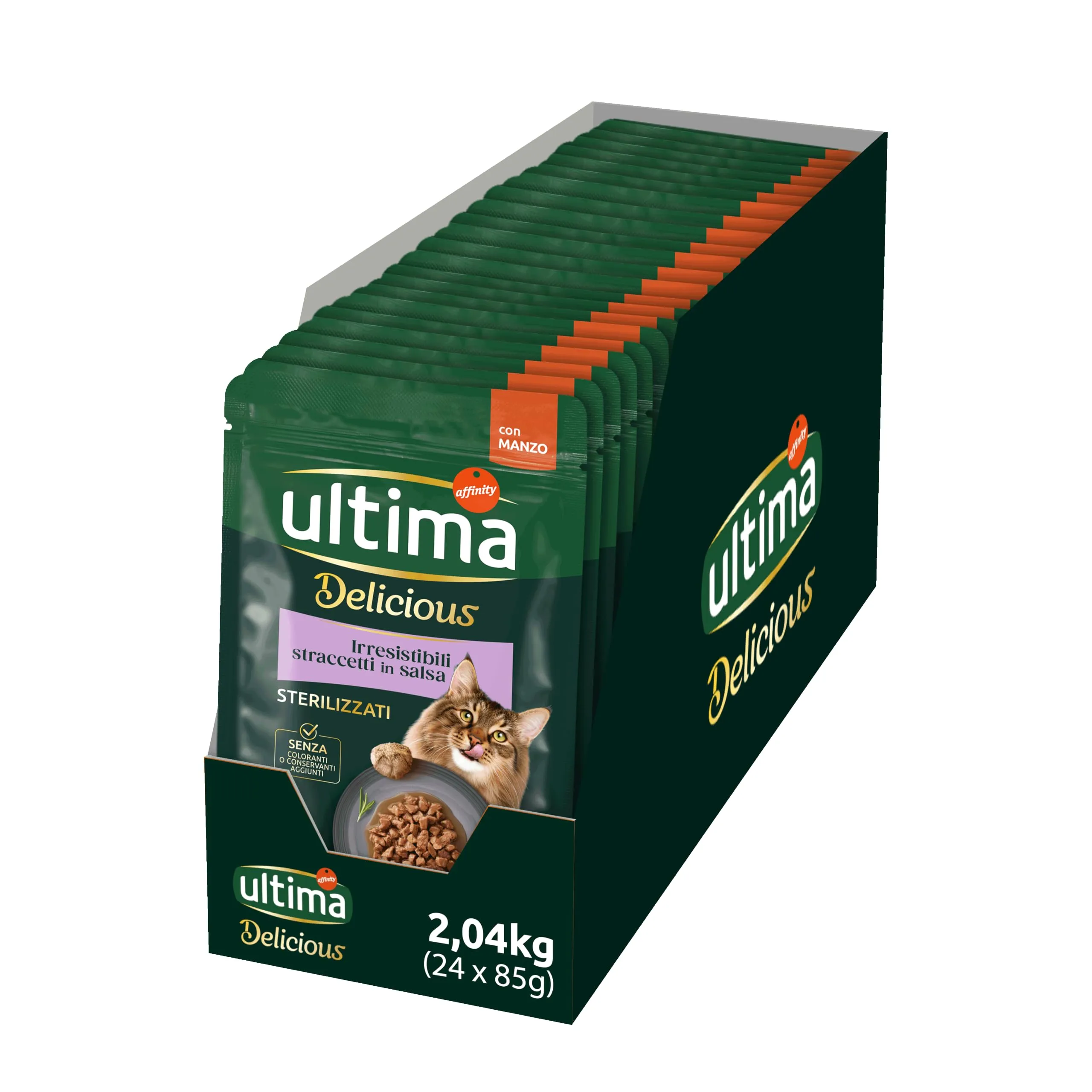 Ultima Fit & Delicious Cibo Umido per Gatti con Manzo, 24 Buste da 85g - immagine 1