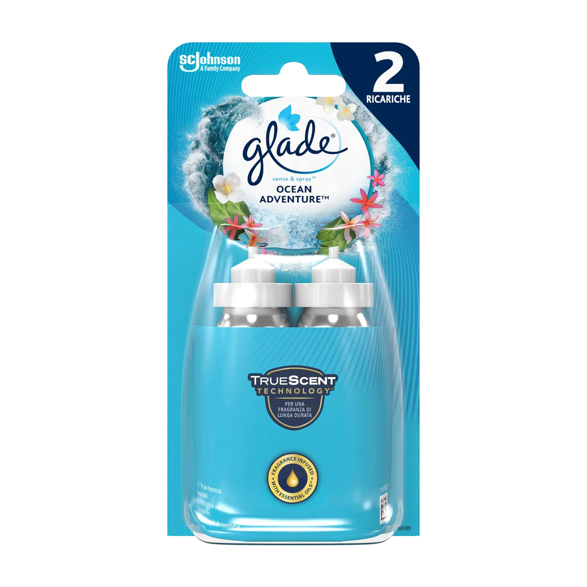 Glade Sense & Spray Profumatore per Ambienti, Ocean Adventure, 2 Ricariche - immagine 1