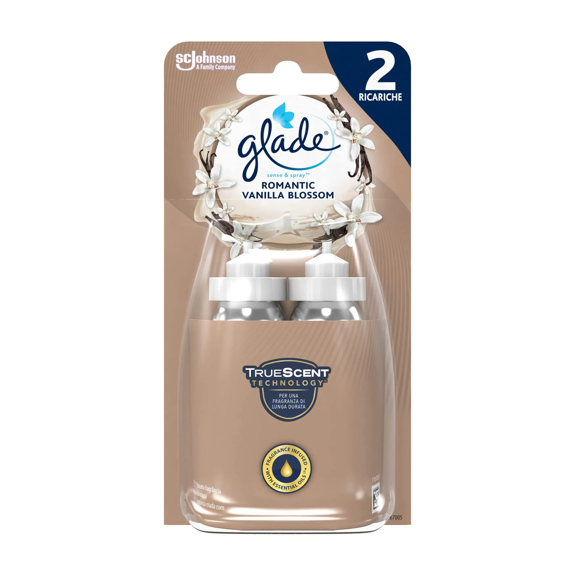 Glade Sense & Spray Profumatore per Ambienti, Vanilla Blossom, 2 Ricariche (18 ml) - immagine 1