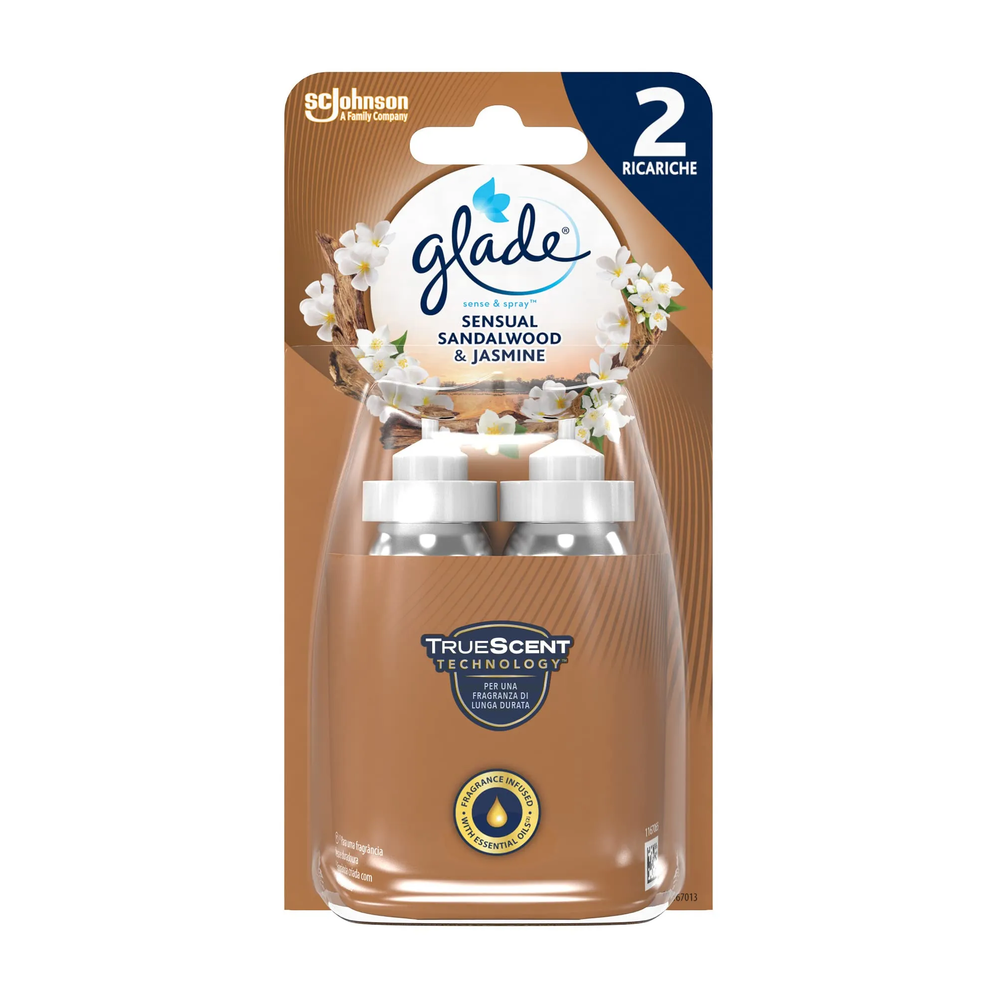 Glade Sense & Spray Profumatore per Ambienti, Sandalo di Bali, 2 Ricariche - immagine 1
