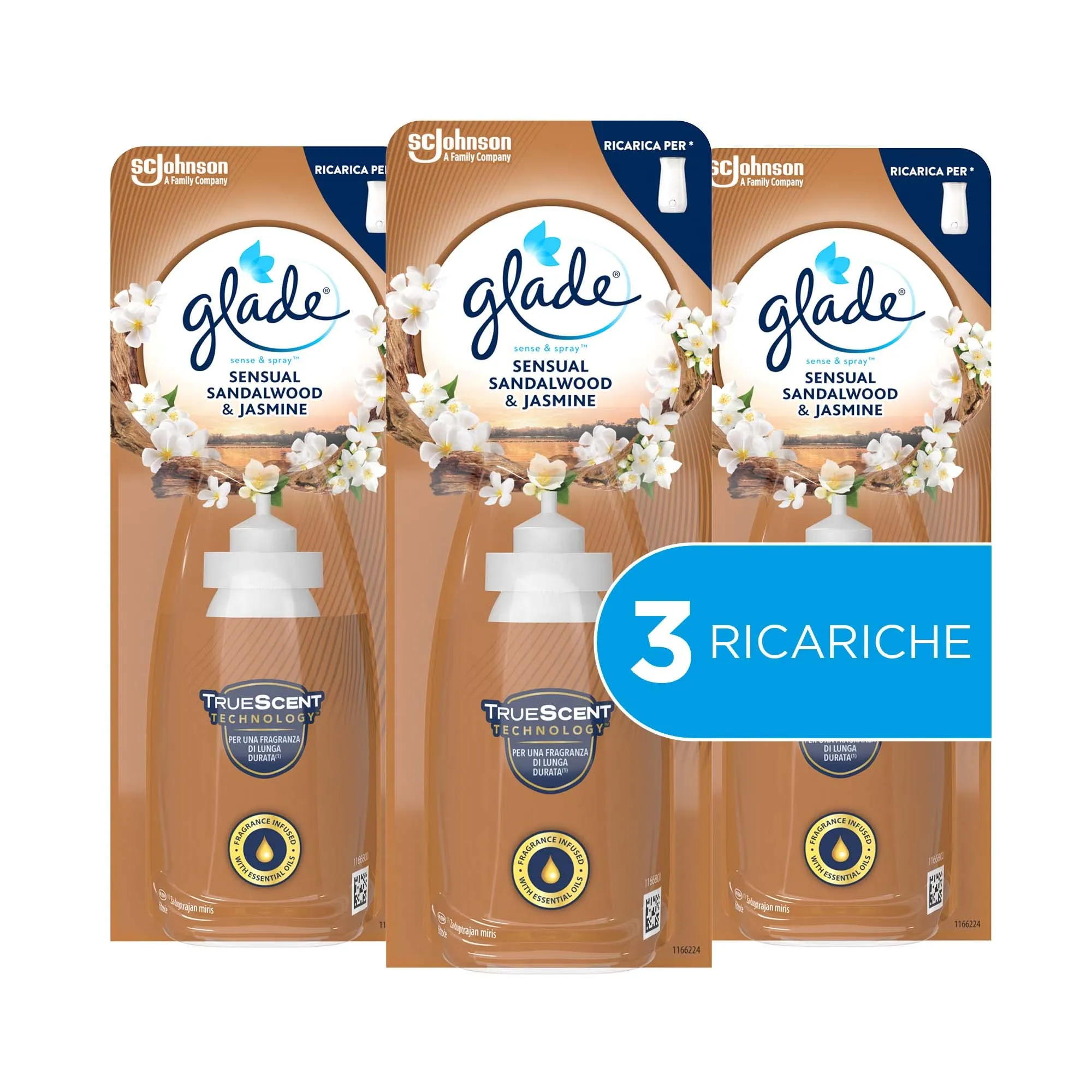Glade Sense & Spray Profumatore per Ambienti con Sensore di Movimento, Gelsomino e Sandalo di Bali, 3 Ricariche - immagine 1