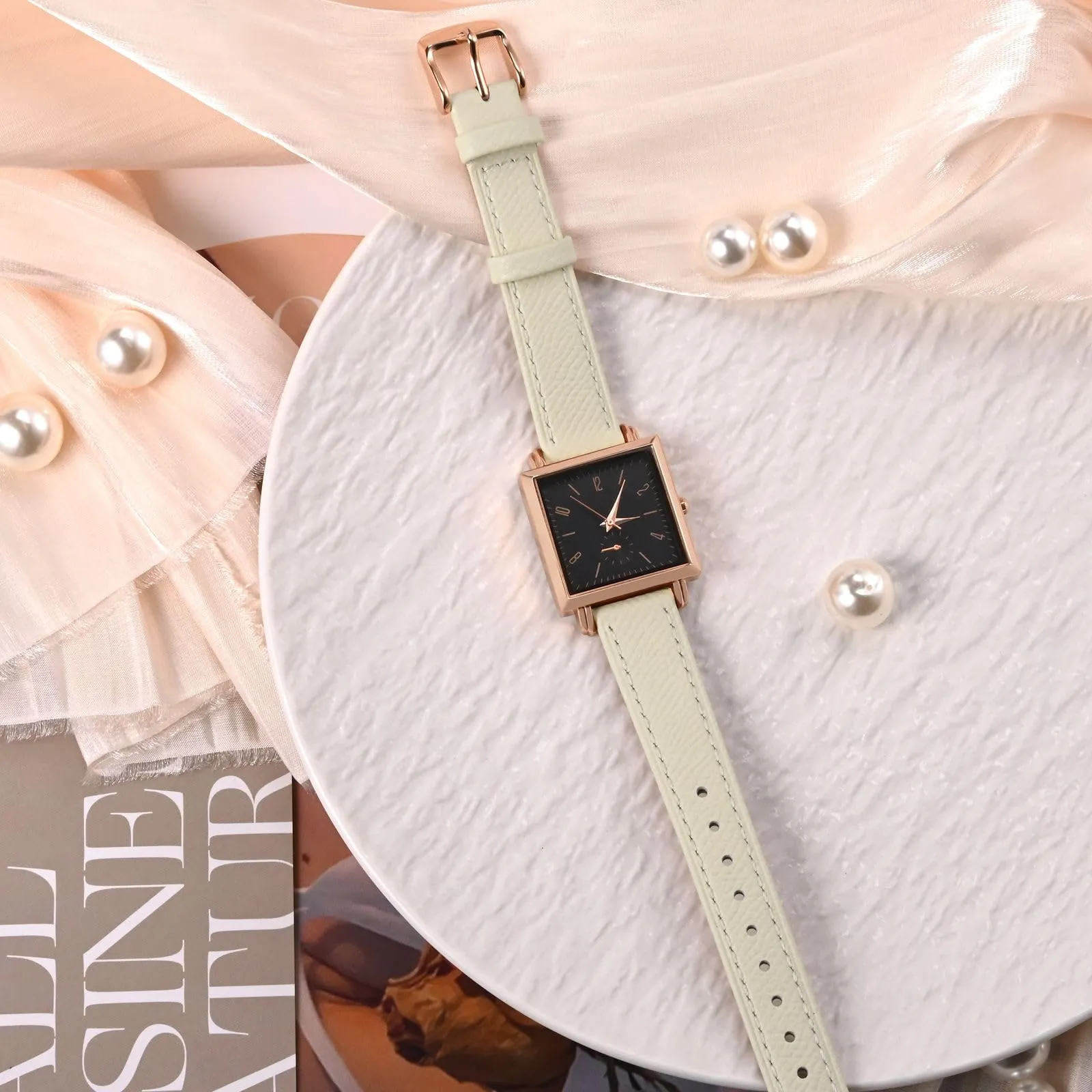 WOCCI Grace Cinturino per Orologio da Donna 13mm, Pelle Grana Superiore, Sgancio Rapido, Fibbia Oro (Beige) - immagine 9