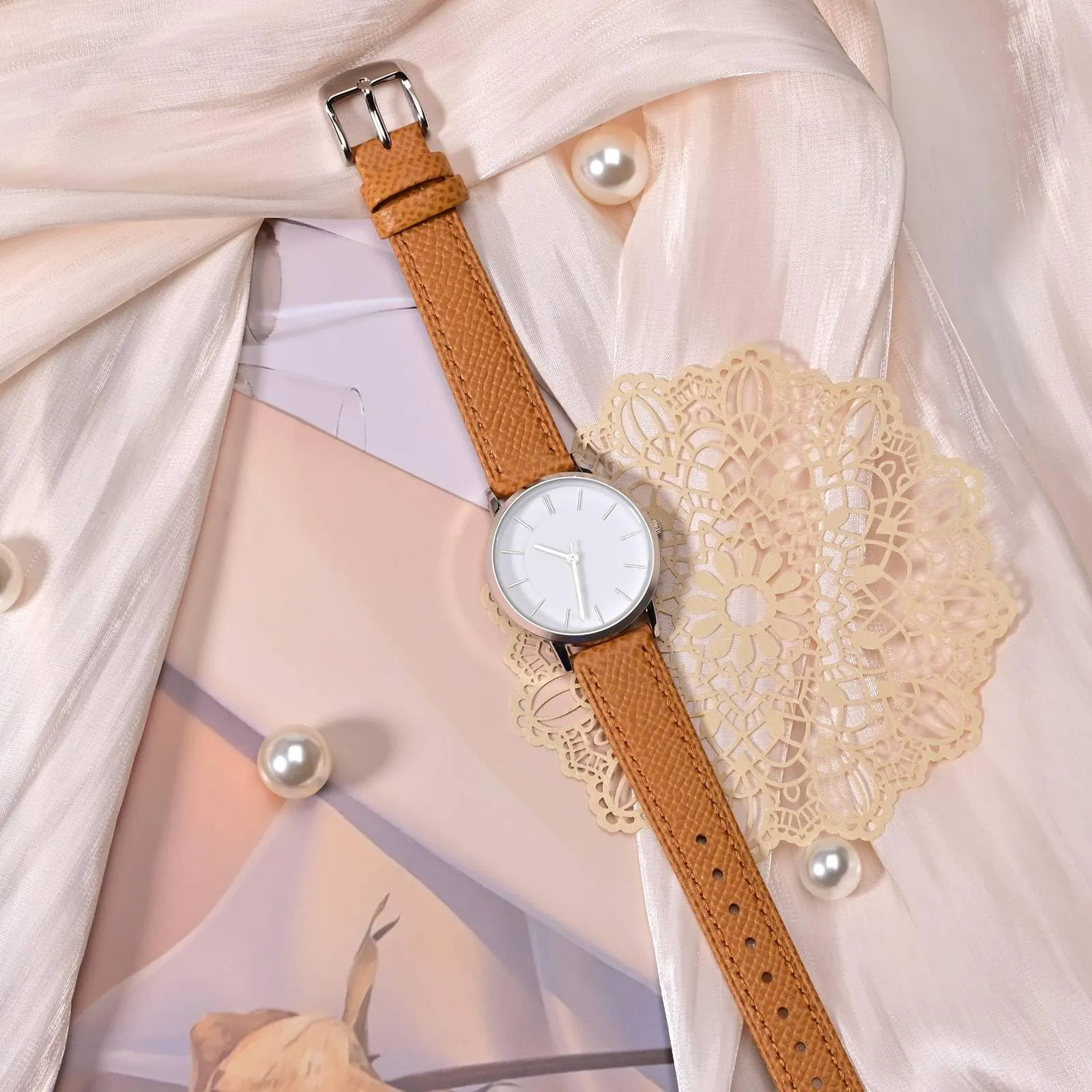 WOCCI Grace Cinturino per Orologio da Donna 12mm, Pelle Grana Superiore, Sgancio Rapido, Fibbia Oro (Albicocca Tan) - immagine 8