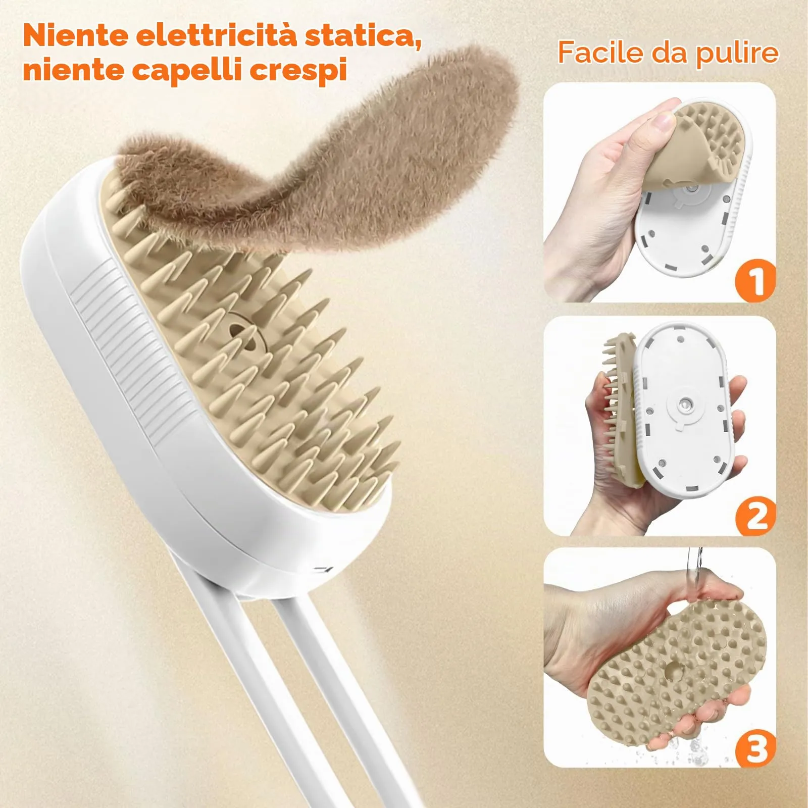 Fancysky Spazzola a Vapore 3-in-1 per Gatti e Cani, Bianca - immagine 6