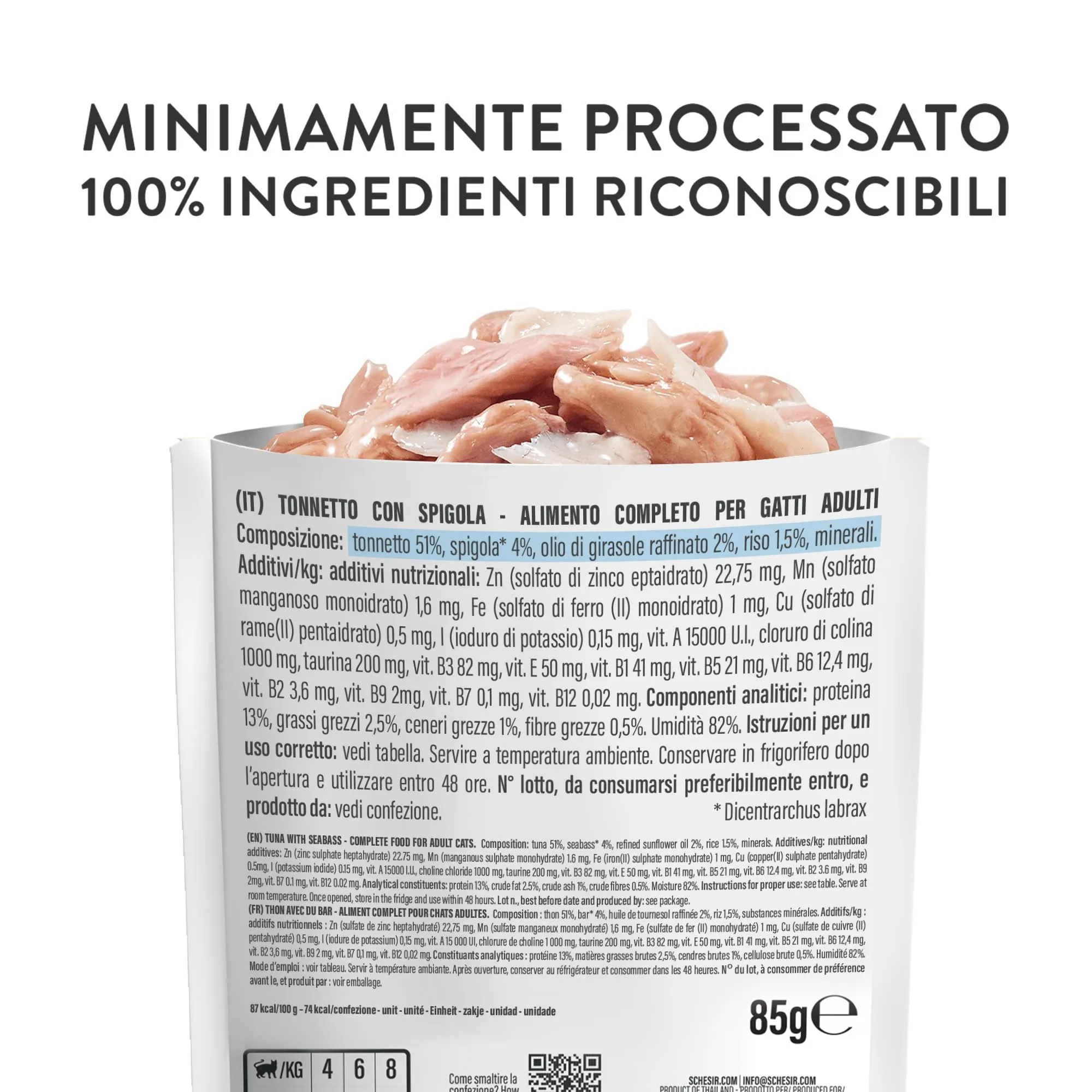 Schesir Tonnetto con Spigola in Gelatina, Alimento Umido Completo per Gatti, 6 x 85g - immagine 5