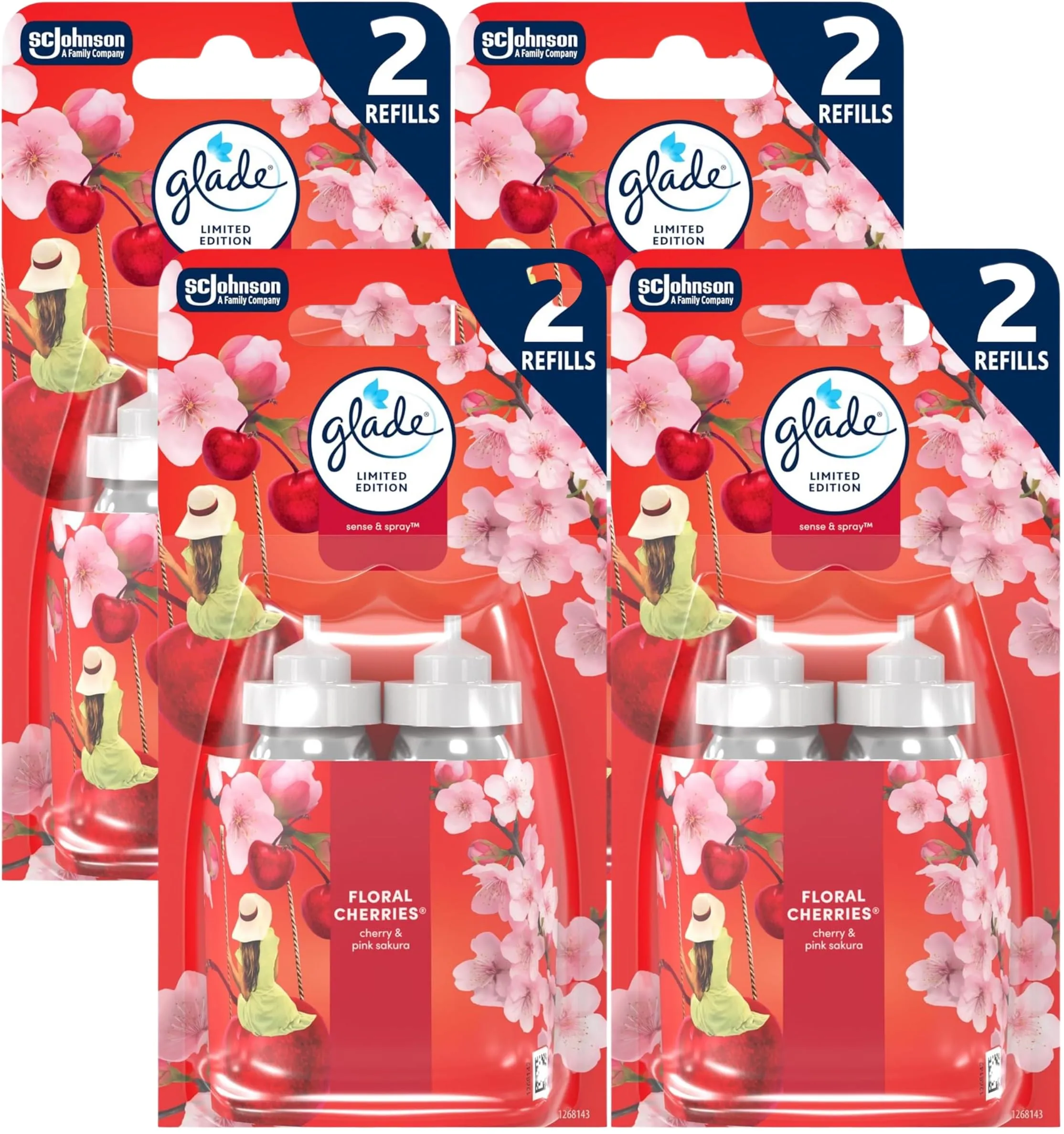 Glade Sense and Spray Ricariche Ciliegie Floreali, 18 ml, 8 Pezzi - immagine 1