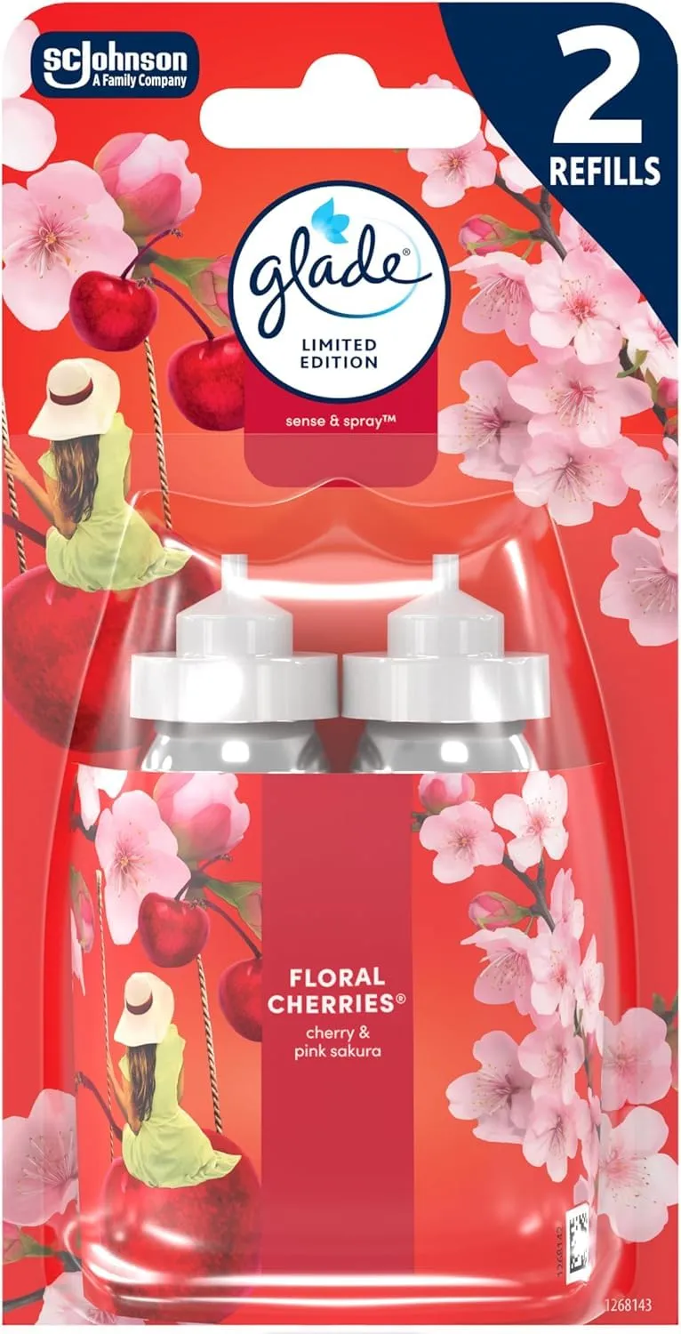 Glade Sense and Spray Ricariche Ciliegie Floreali, 18 ml, 8 Pezzi - immagine 2