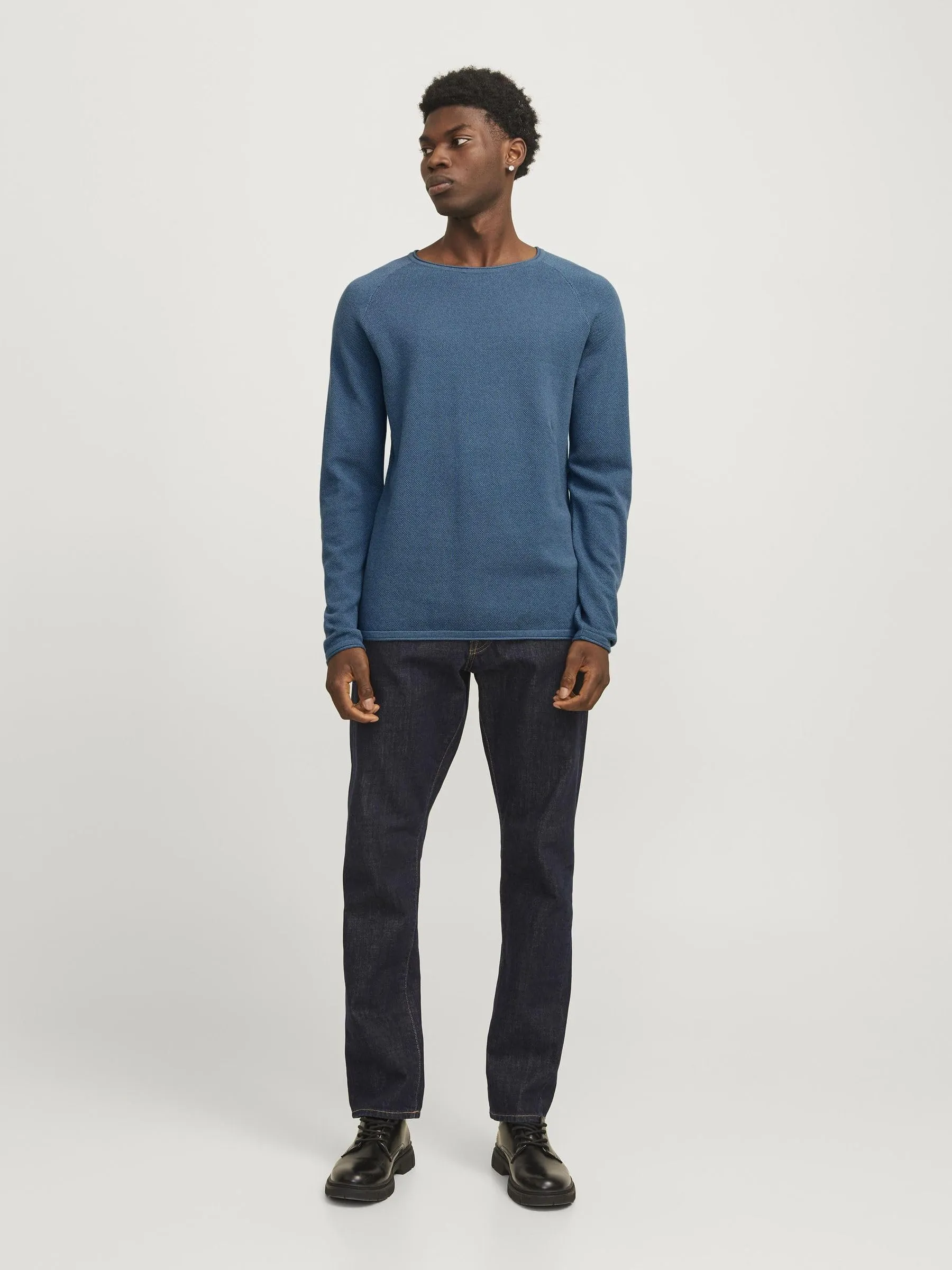 Jack & Jones JJEHILL Knit Crew Neck Noos Sweater, Ocean View, XS - immagine 4