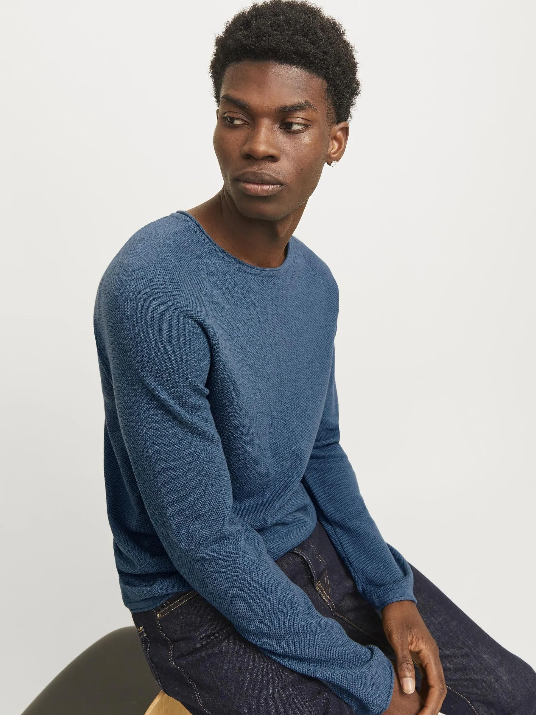 Jack & Jones JJEHILL Knit Crew Neck Noos Sweater, Ocean View, XS - immagine 7