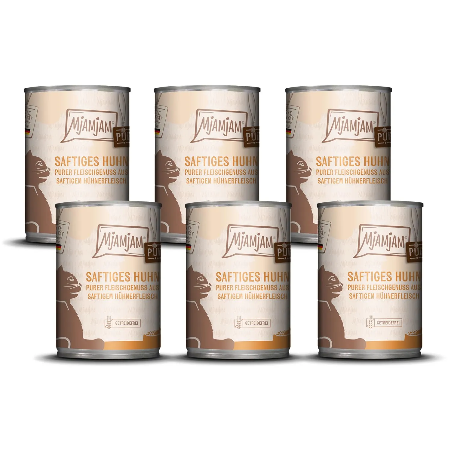 MjAMjAM Cibo Umido Premium per Gatti Pollo Succoso Puro, Senza Cereali, 6 x 400 g - immagine 1