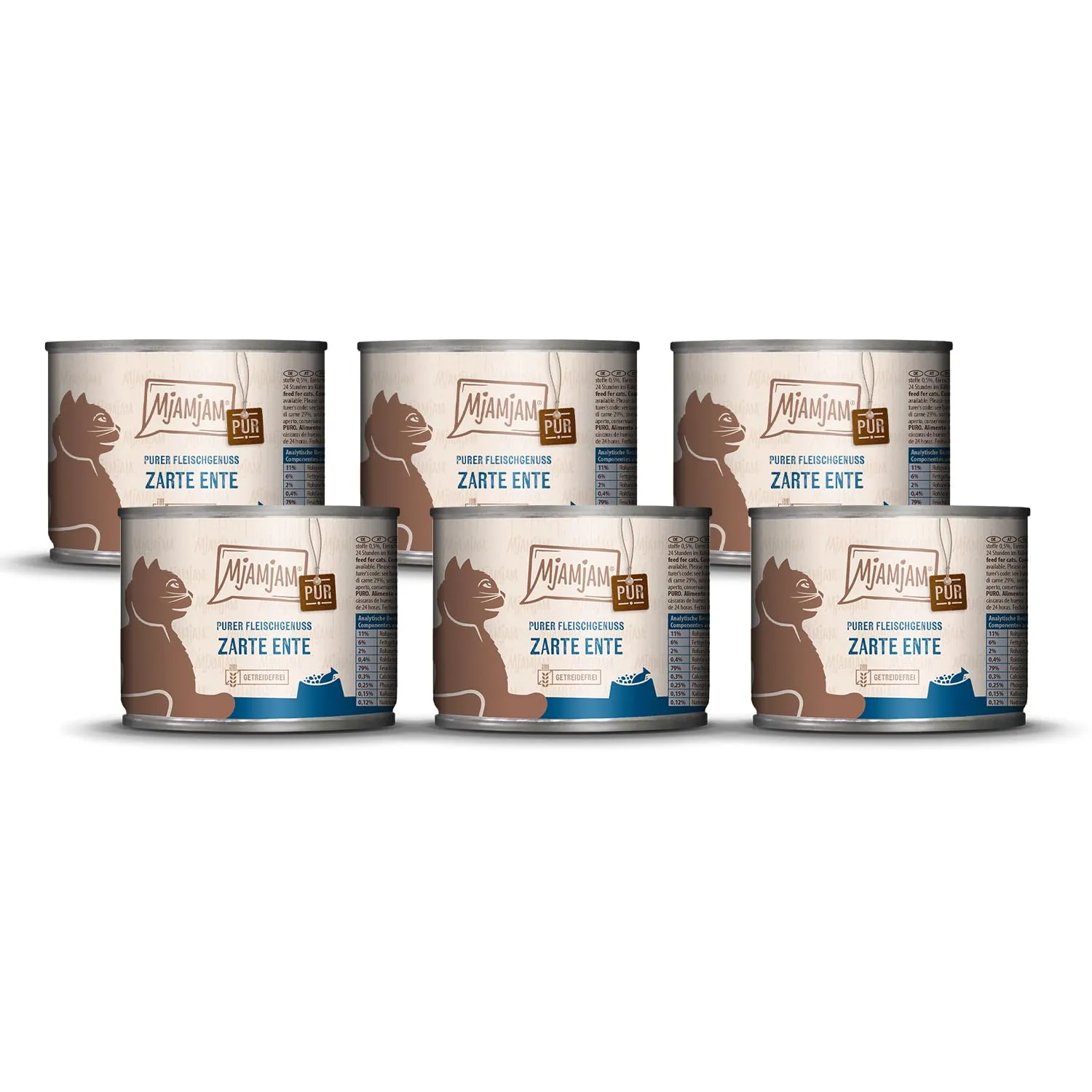 MjAMjAM Cibo Umido per Gatti Tenera Anatra Pura, Senza Cereali, 6 x 200 g - immagine 1