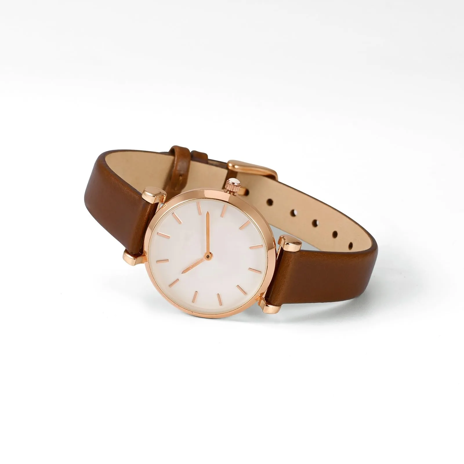WOCCI Cinturino per Orologio in Pelle 18mm (Caramello Marrone, Fibbia Argento) - immagine 2