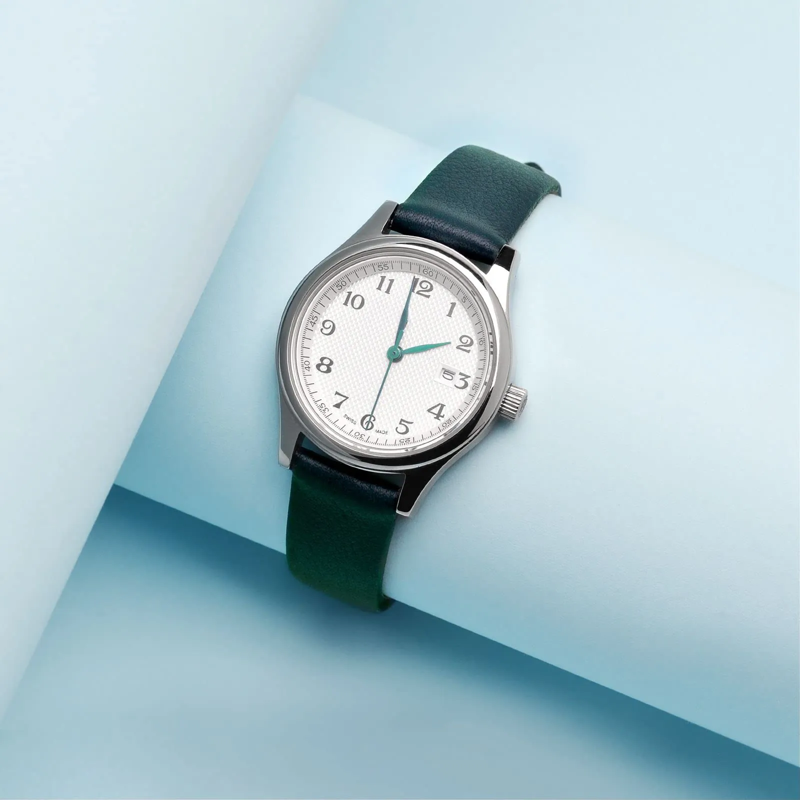 WOCCI Cinturino per Orologio in Pelle 10mm - Verde Scuro con Fibbia Argento - immagine 2