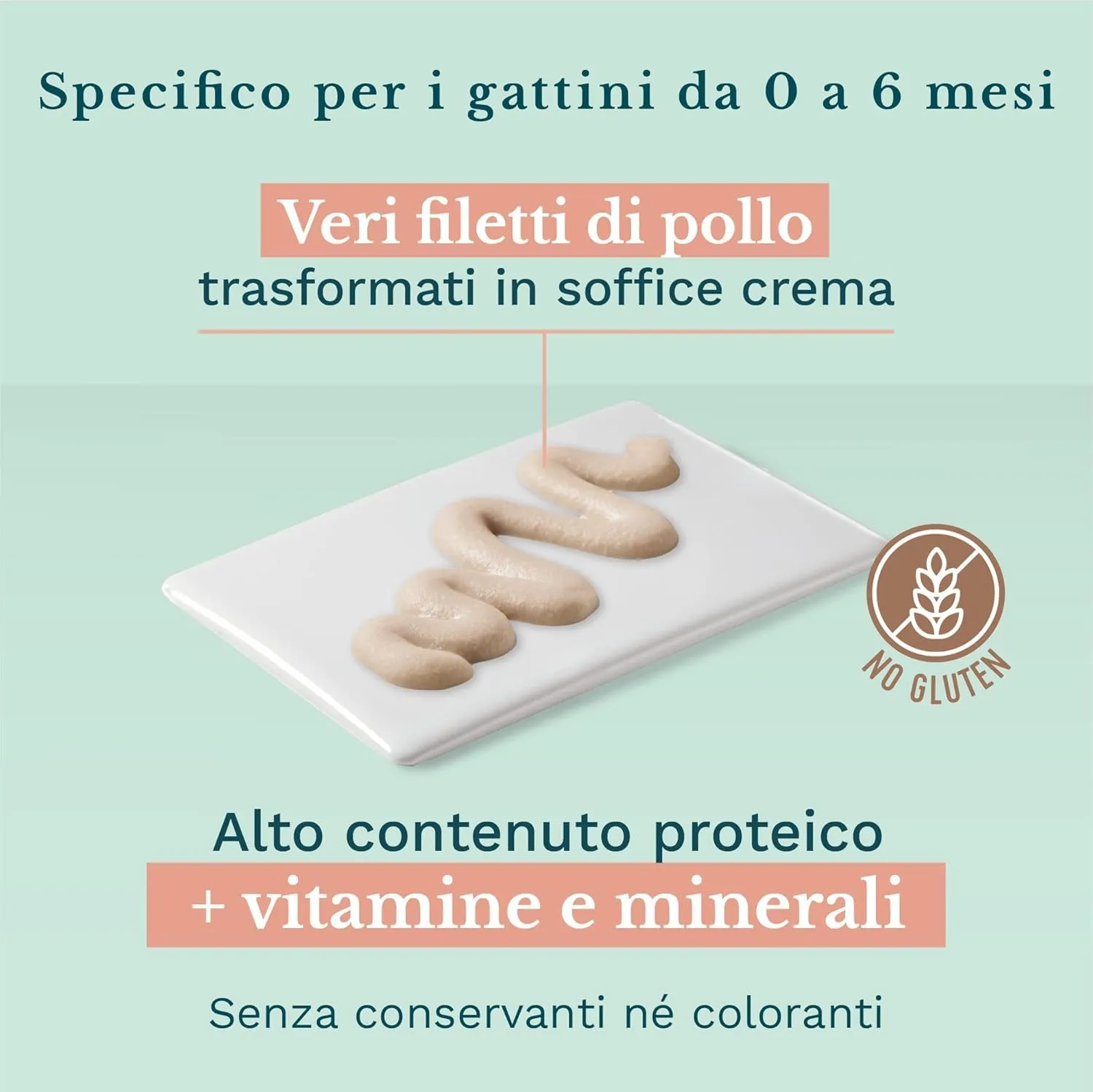 Schesir Cibo umido per gatti cuccioli al gusto Pollo in crema, 0-6 mesi, 20 buste da 150g - immagine 3