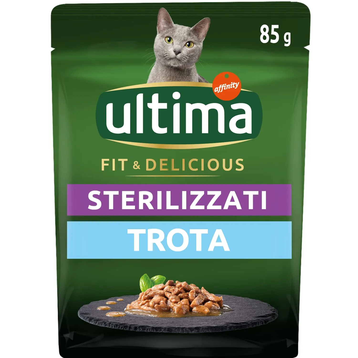 Ultima Fit & Delicious Cibo Umido per Gatti con Trota, 24 Buste da 85g - immagine 2