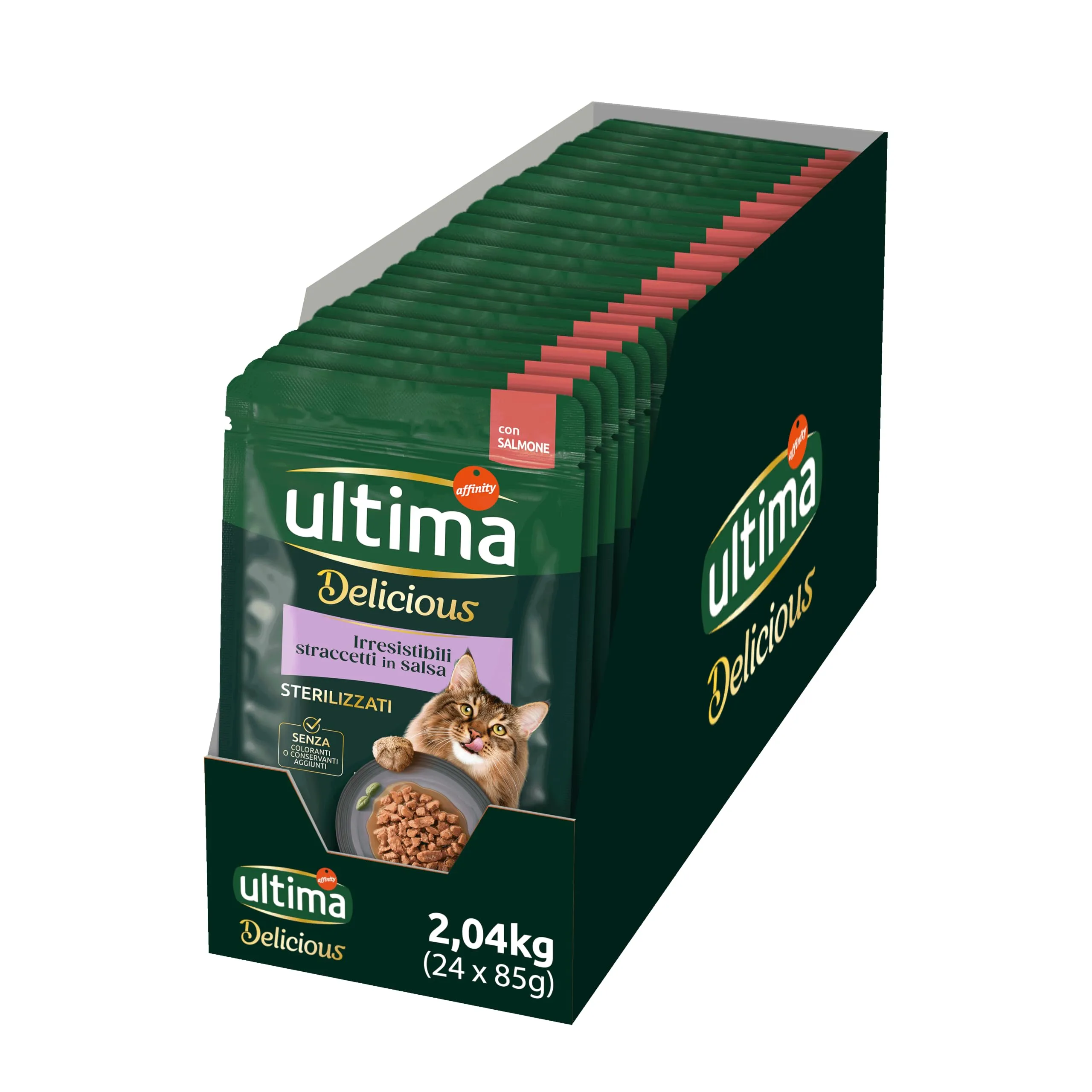 Ultima Fit & Delicious Cibo Umido per Gatti al Salmone, 24 Buste da 85g - immagine 1