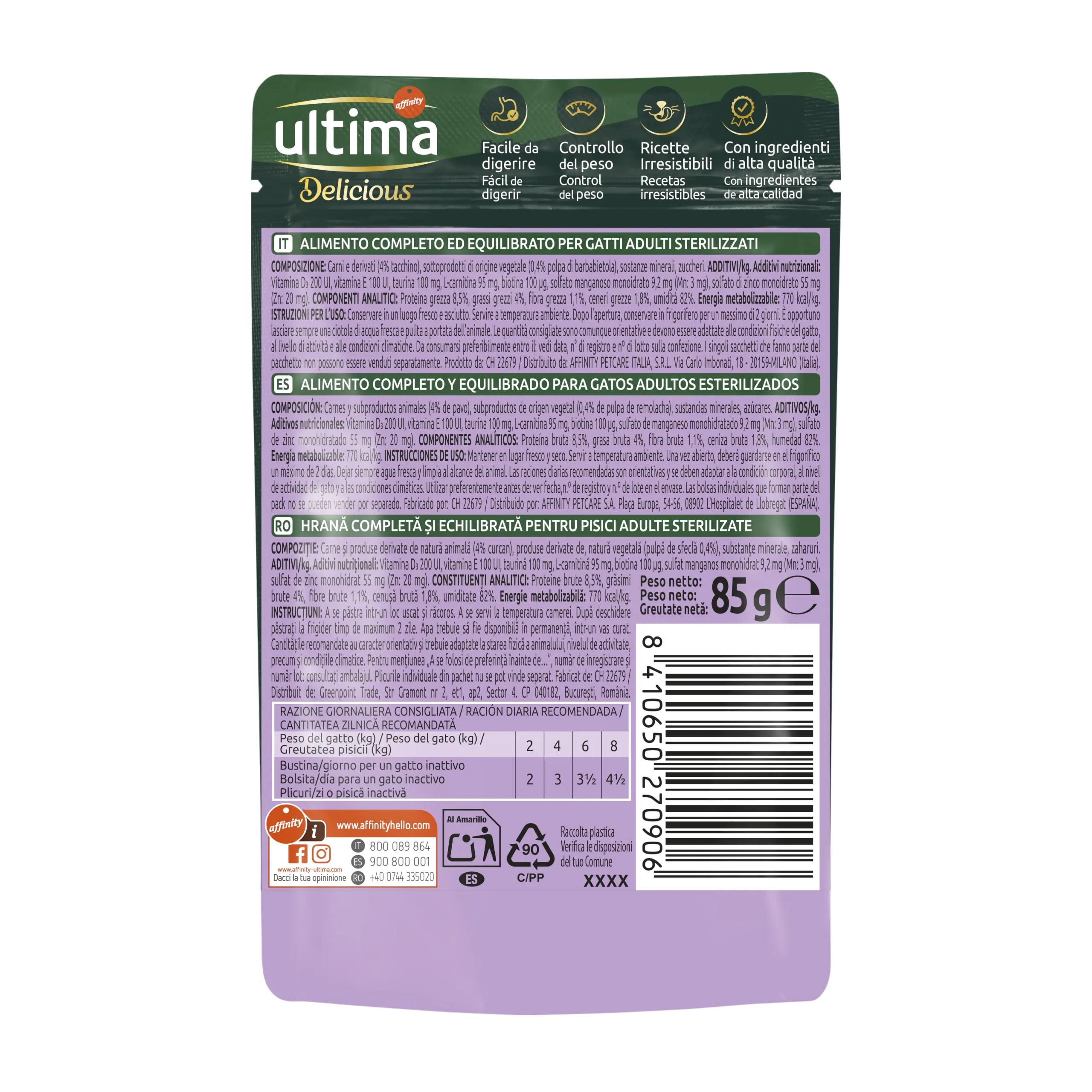 Ultima Fit & Delicious Cibo Umido per Gatti al Tacchino, 24 Buste da 85g - immagine 2