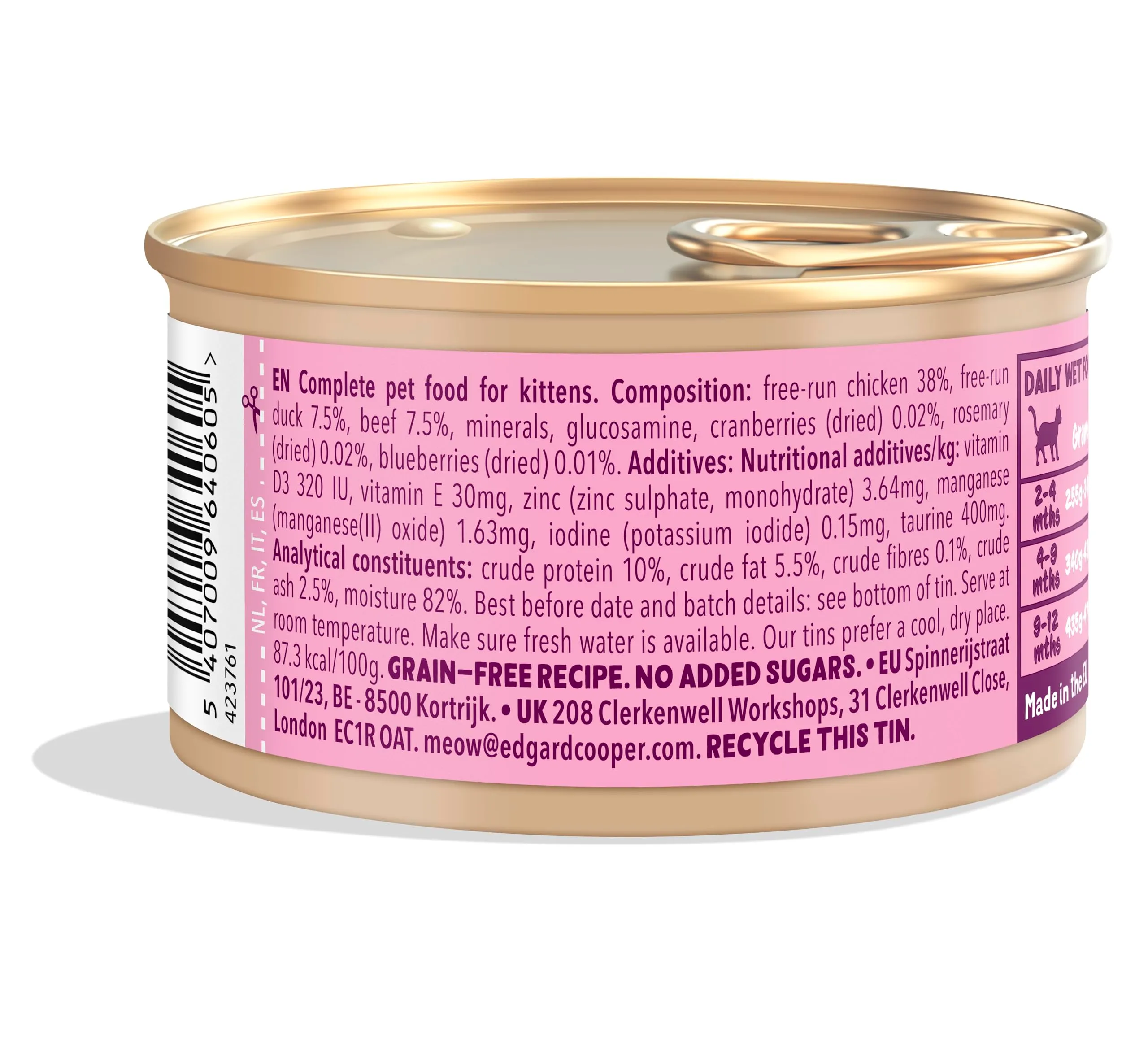 Edgard & Cooper Cibo Umido per Gatti Junior, Anatra e Pollo Fresco in Salsa, Senza Cereali, 85g x 18 - immagine 4