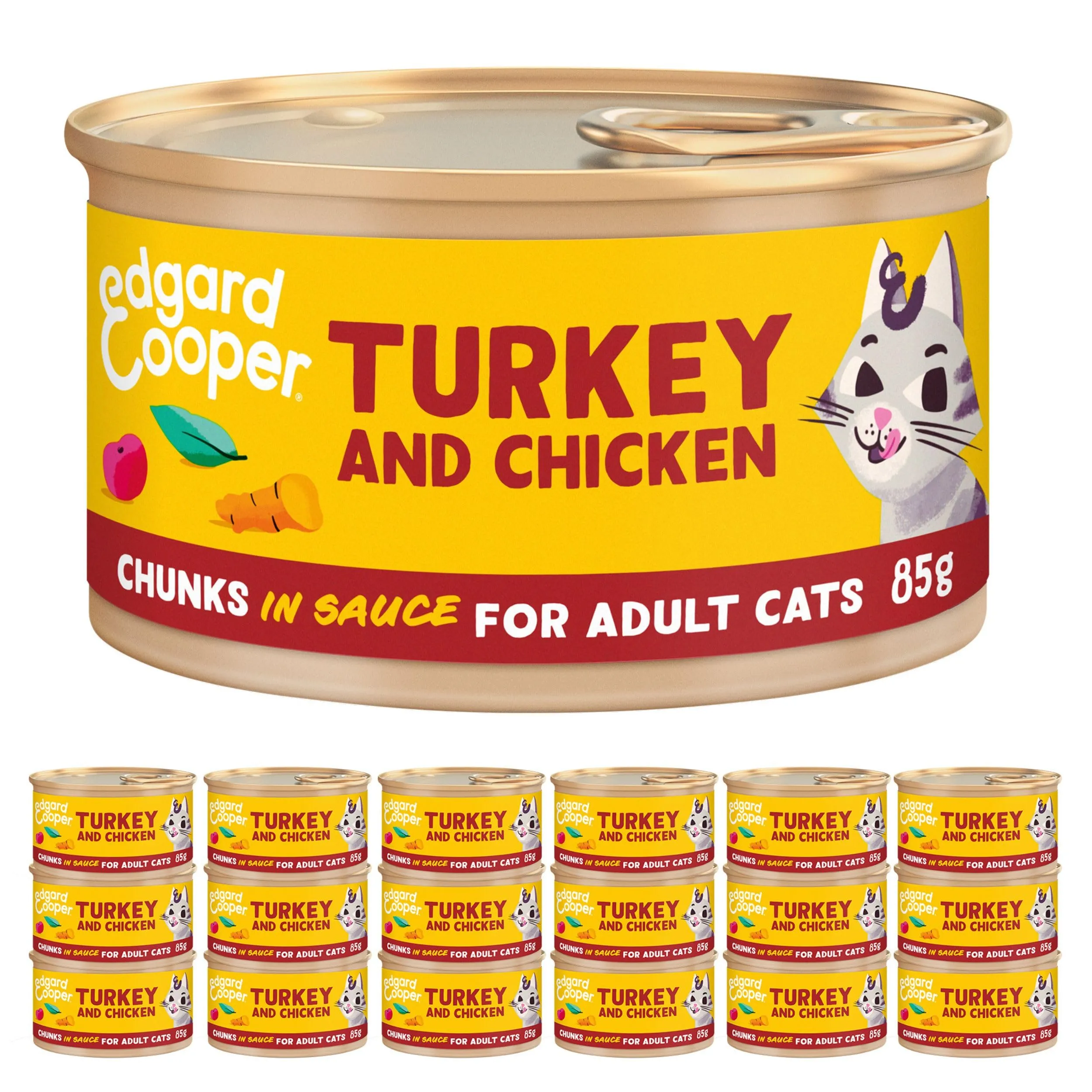 Edgard & Cooper cibo umido per gatti Tacchino e Pollo Fresco in salsa, senza cereali, 85g x 18 - immagine 1