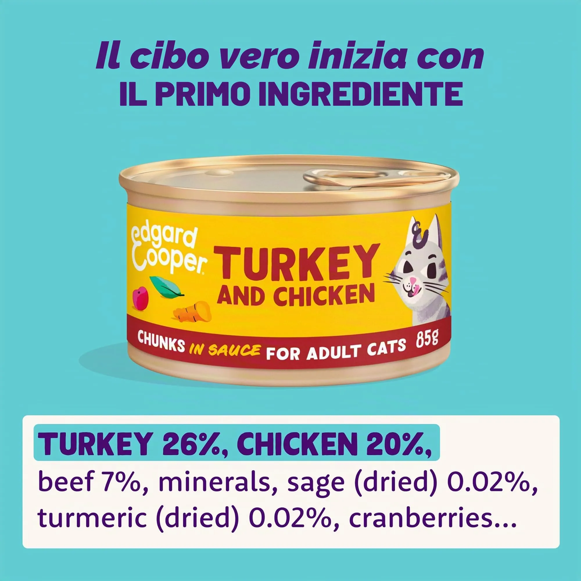Edgard & Cooper cibo umido per gatti Tacchino e Pollo Fresco in salsa, senza cereali, 85g x 18 - immagine 3