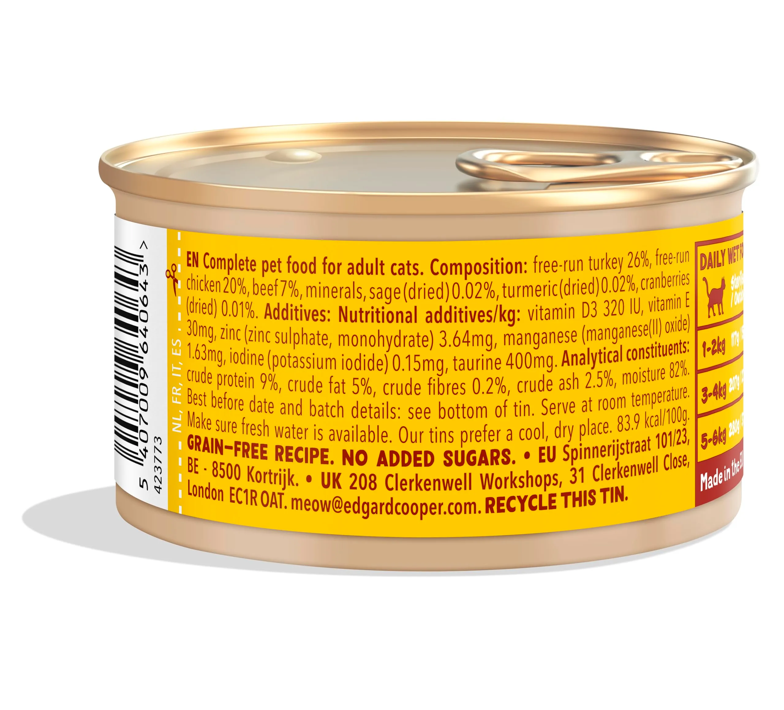 Edgard & Cooper cibo umido per gatti Tacchino e Pollo Fresco in salsa, senza cereali, 85g x 18 - immagine 7