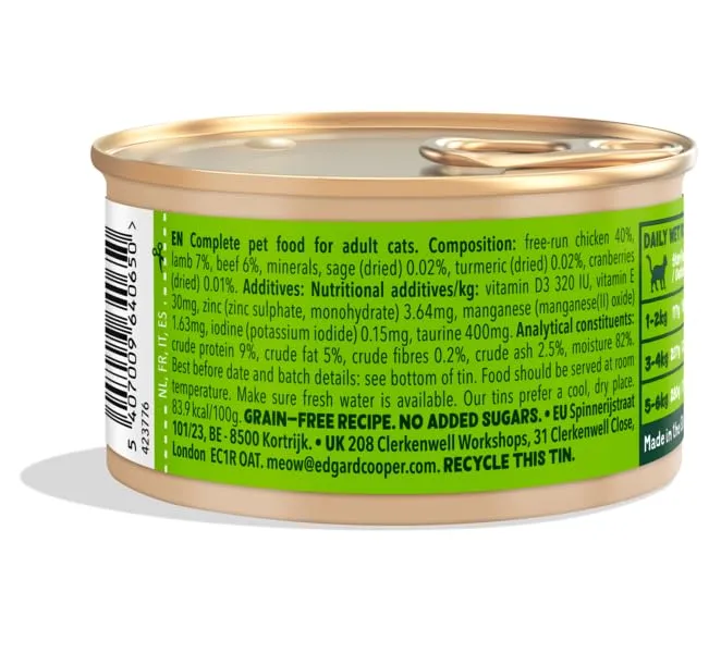 Edgard & Cooper Cibo Umido per Gatti Agnello e Pollo Fresco in Salsa, Senza Cereali, 85g x 18 - immagine 3