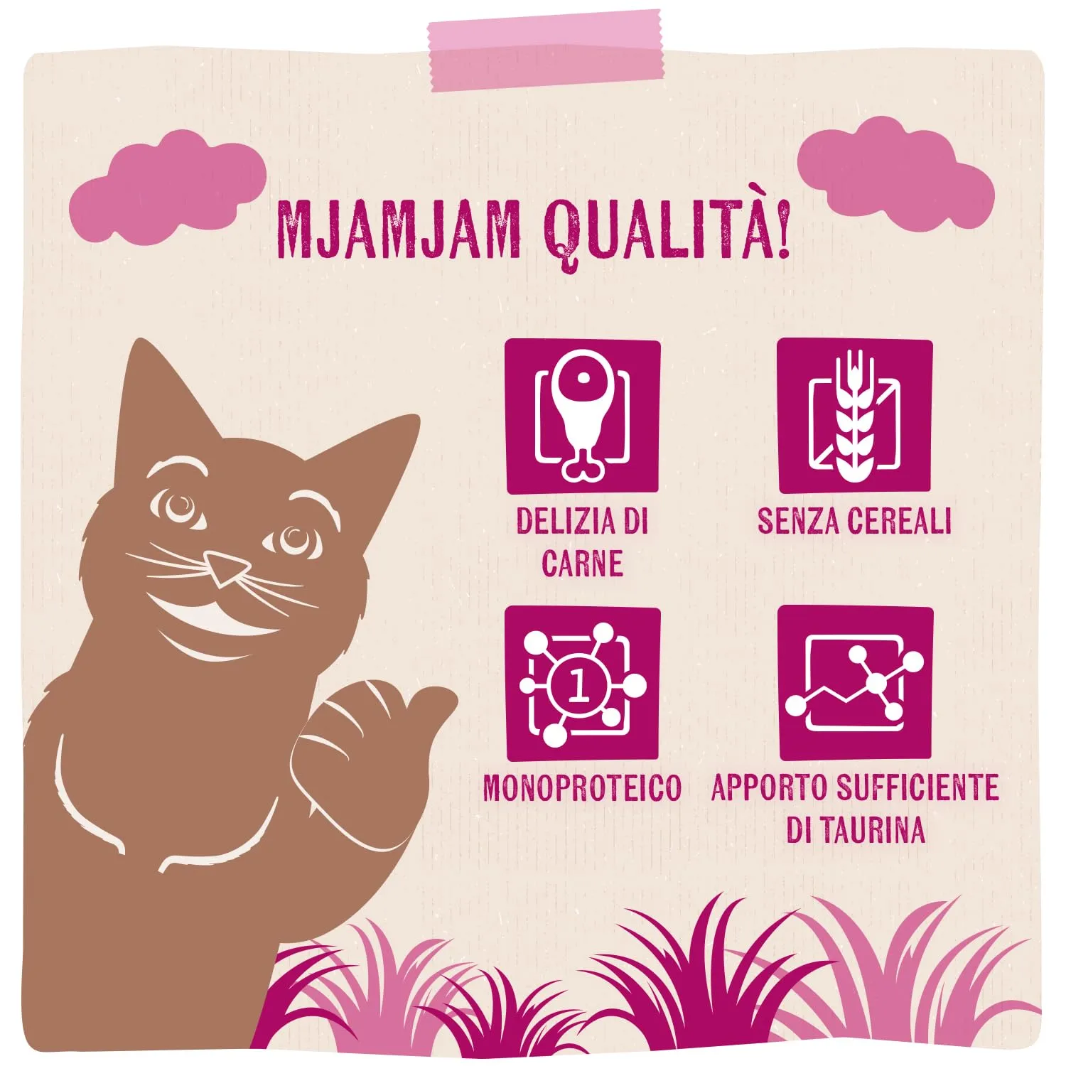 MjAMjAM Quetschie Cibo Umido per Gatti, Maiale Succoso Pure, Senza Cereali, 6 x 300 g - immagine 4