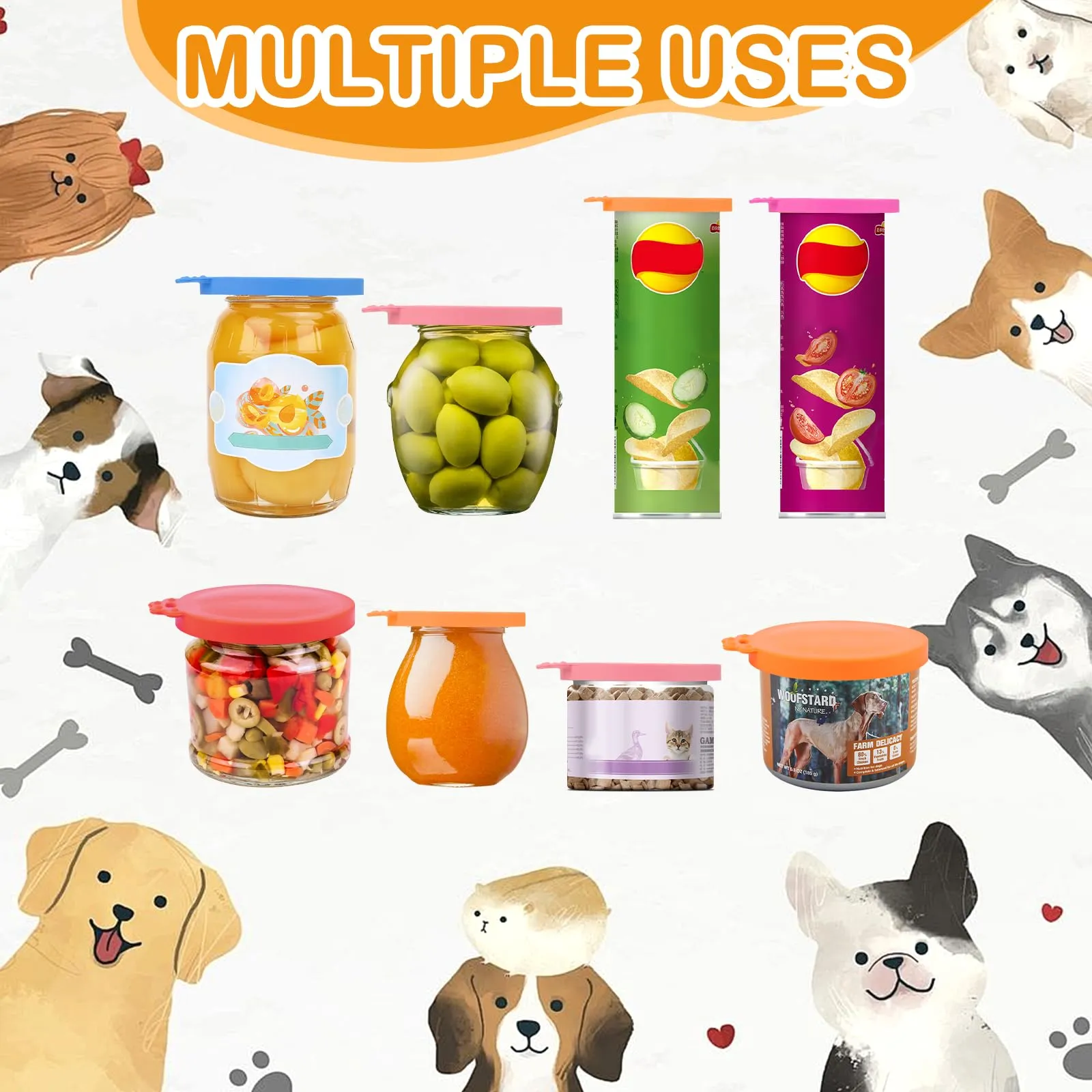 MXTIMWAN Coperture in Silicone per Lattine di Cibo per Animali, Set da 6 Pezzi con Taglia 3 in 1 Universale - immagine 2