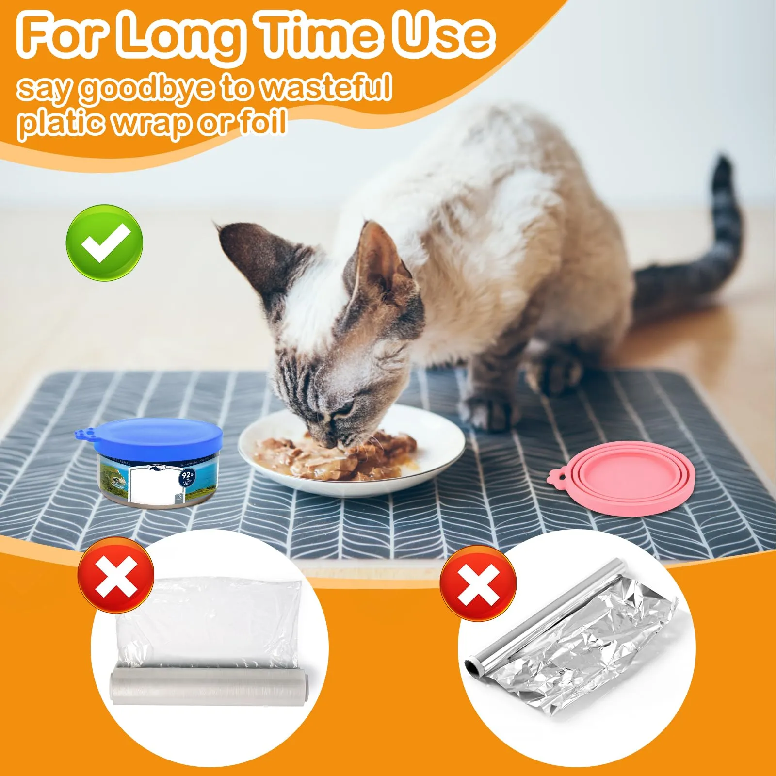MXTIMWAN Coperture in Silicone per Lattine di Cibo per Animali, Set da 6 Pezzi con Taglia 3 in 1 Universale - immagine 4