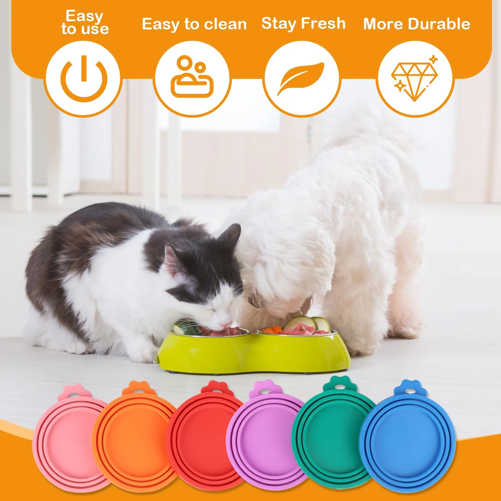 MXTIMWAN Coperture in Silicone per Lattine di Cibo per Animali, Set da 6 Pezzi con Taglia 3 in 1 Universale - immagine 6