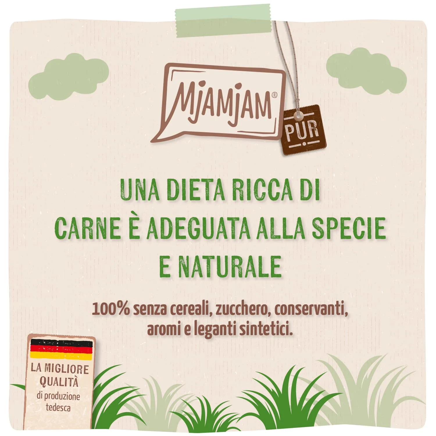 MjAMjAM Cibo Umido per Gatti Quetschie Manzo, Senza Cereali, 6 x 300 g - immagine 2