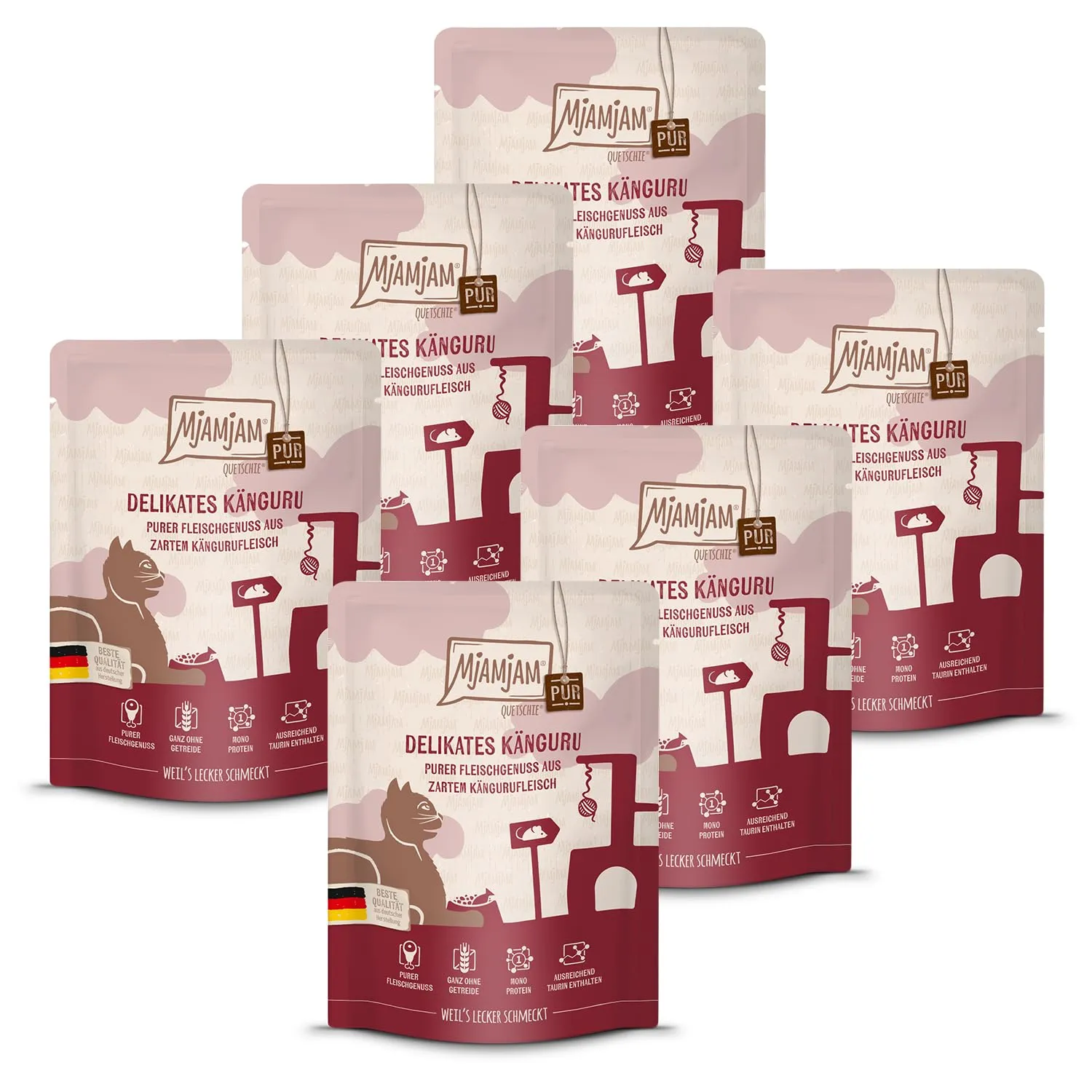 MjAMjAM Cibo Umido per Gatti Quetschie Canguro Senza Cereali 6 x 300 g - immagine 1