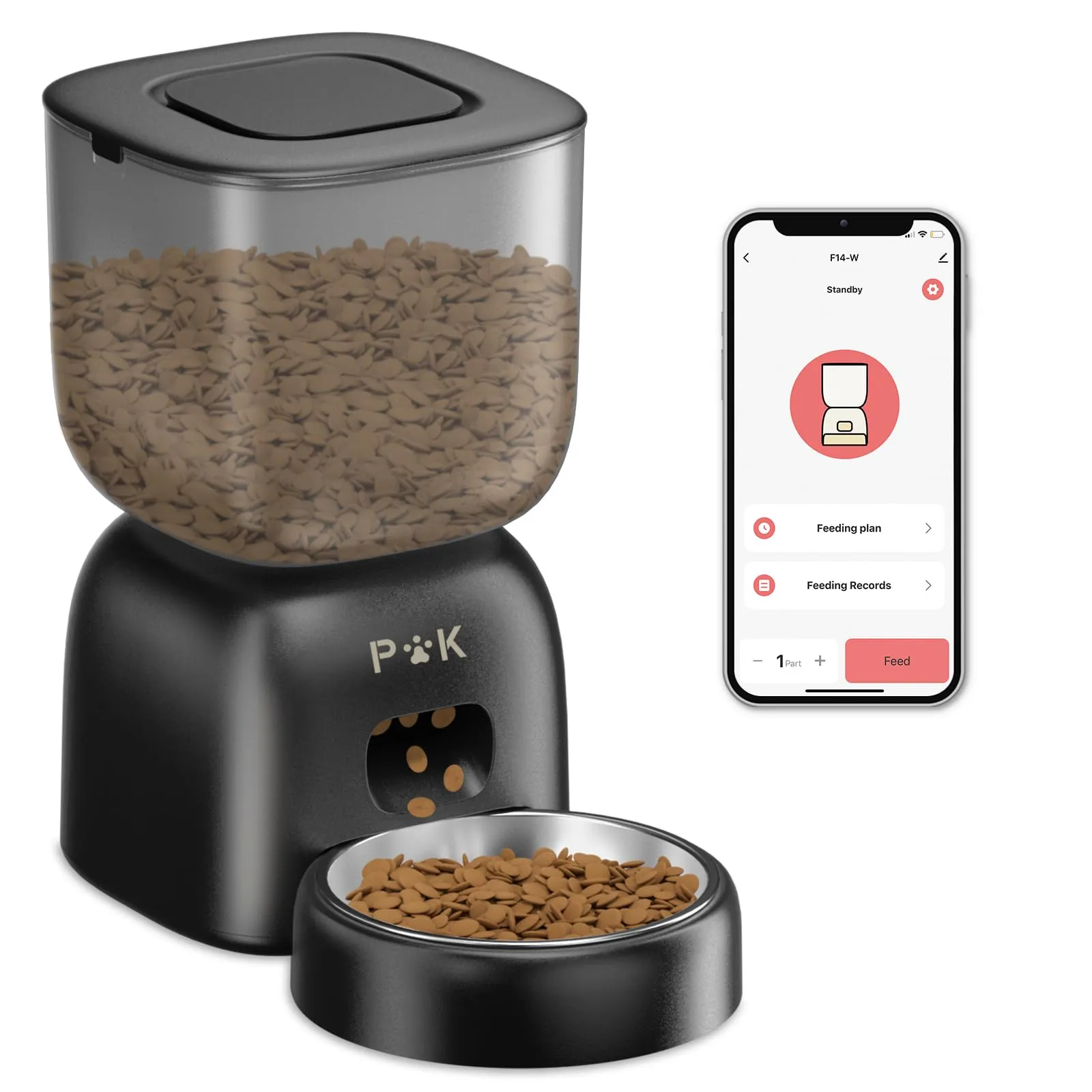 PUPPY KITTY Distributore Automatico Cibo Gatti, WiFi, App Smart Life, Registrazione Vocale 10S, Ciotola in Acciaio Inossidabile 304, 3L - immagine 1
