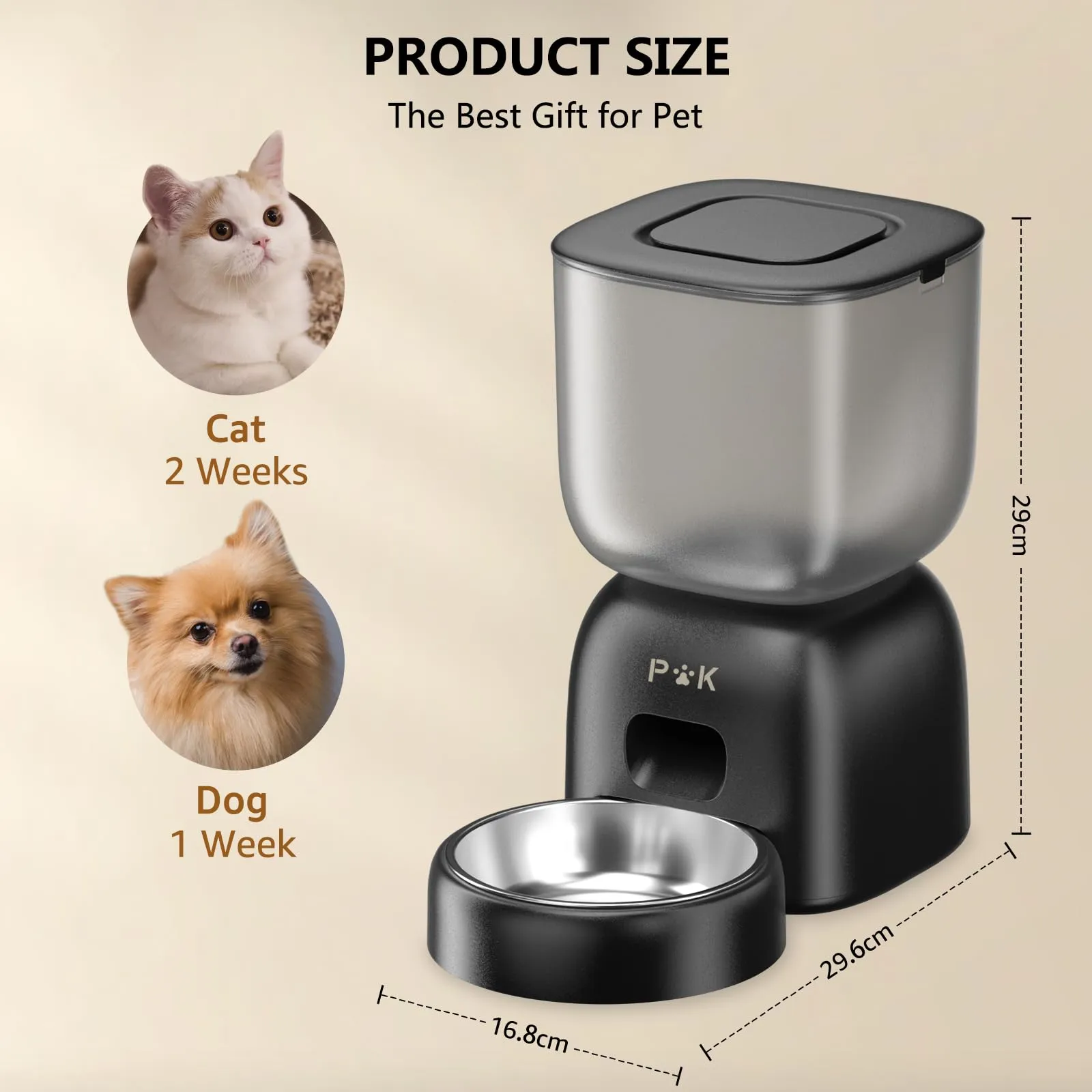 PUPPY KITTY Distributore Automatico Cibo Gatti, WiFi, App Smart Life, Registrazione Vocale 10S, Ciotola in Acciaio Inossidabile 304, 3L - immagine 7