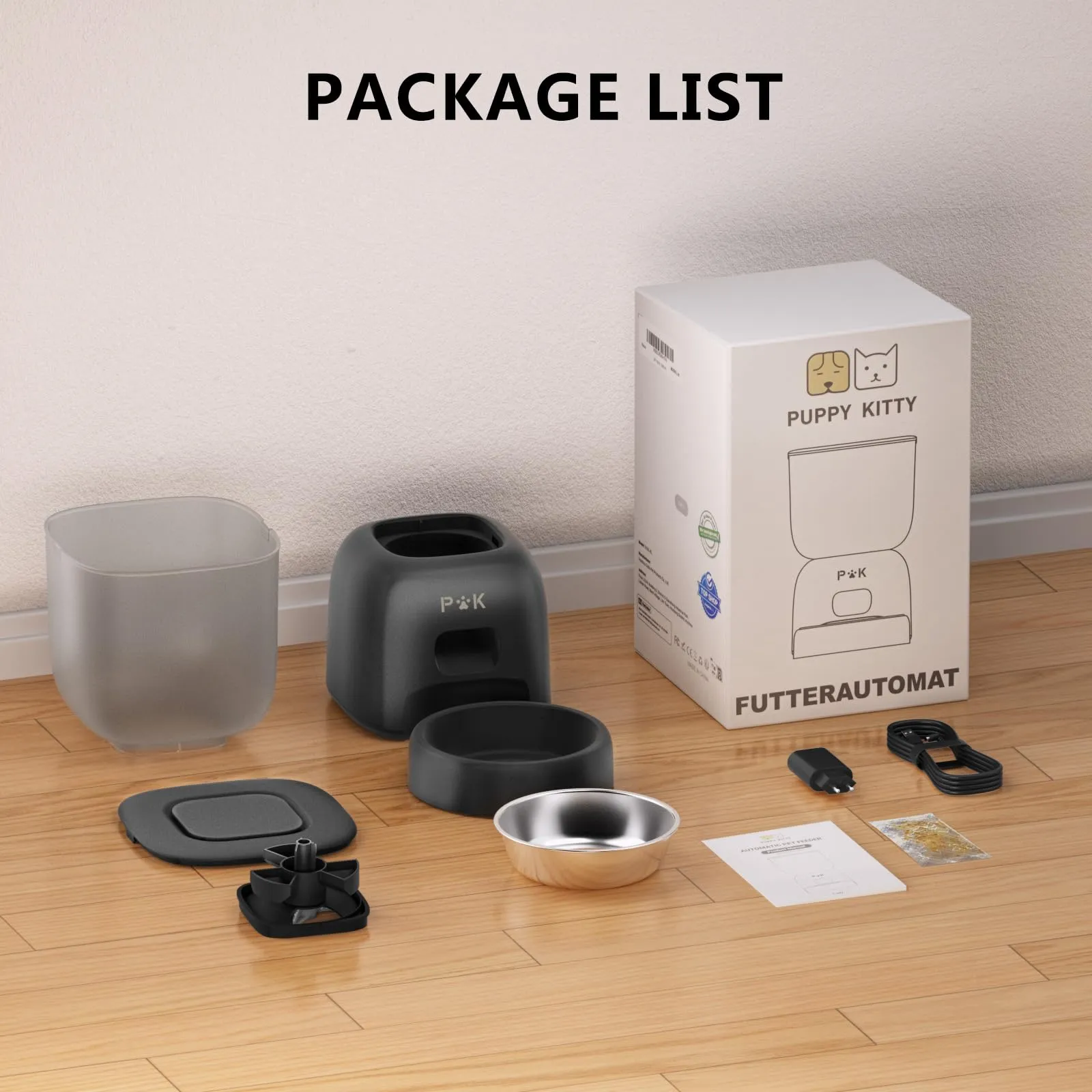 PUPPY KITTY Distributore Automatico Cibo Gatti, WiFi, App Smart Life, Registrazione Vocale 10S, Ciotola in Acciaio Inossidabile 304, 3L - immagine 9