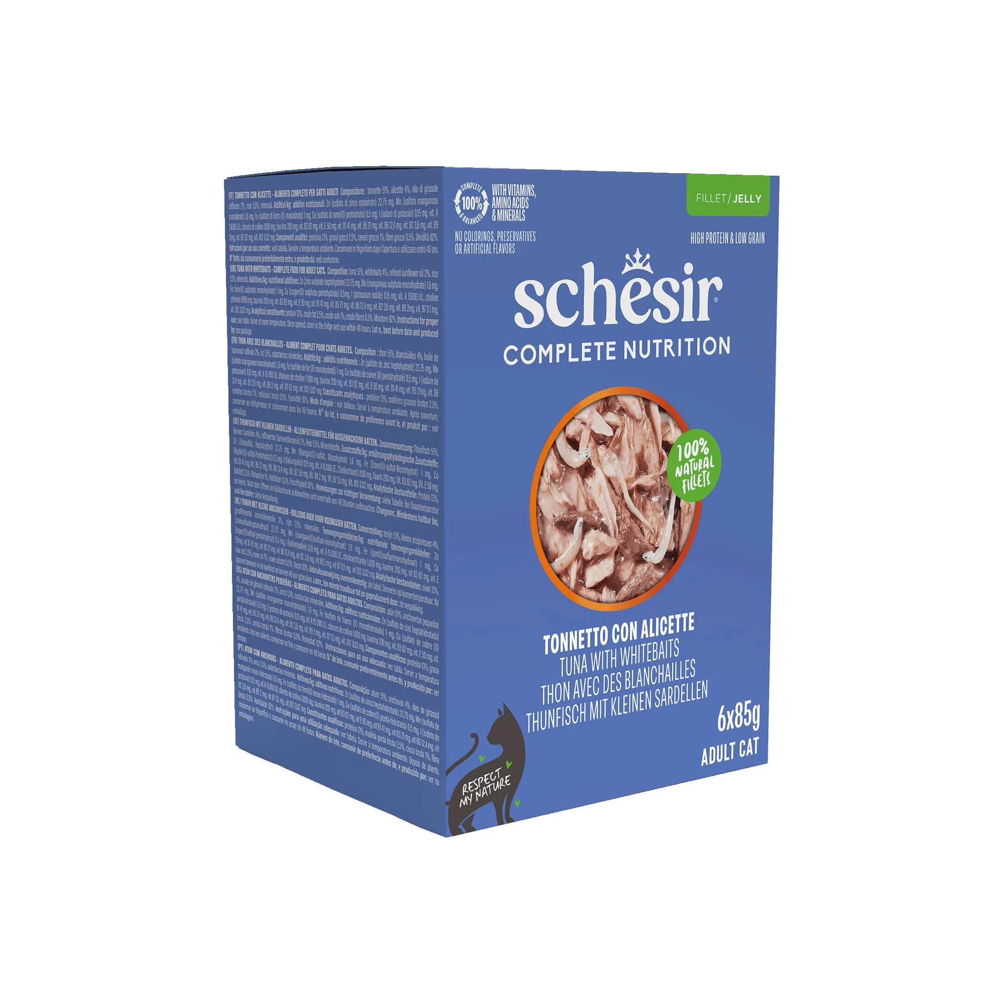 Schesir Tonnetto con Alicette in Gelatina, Alimento Umido Completo per Gatti, 6 x 85g - immagine 3
