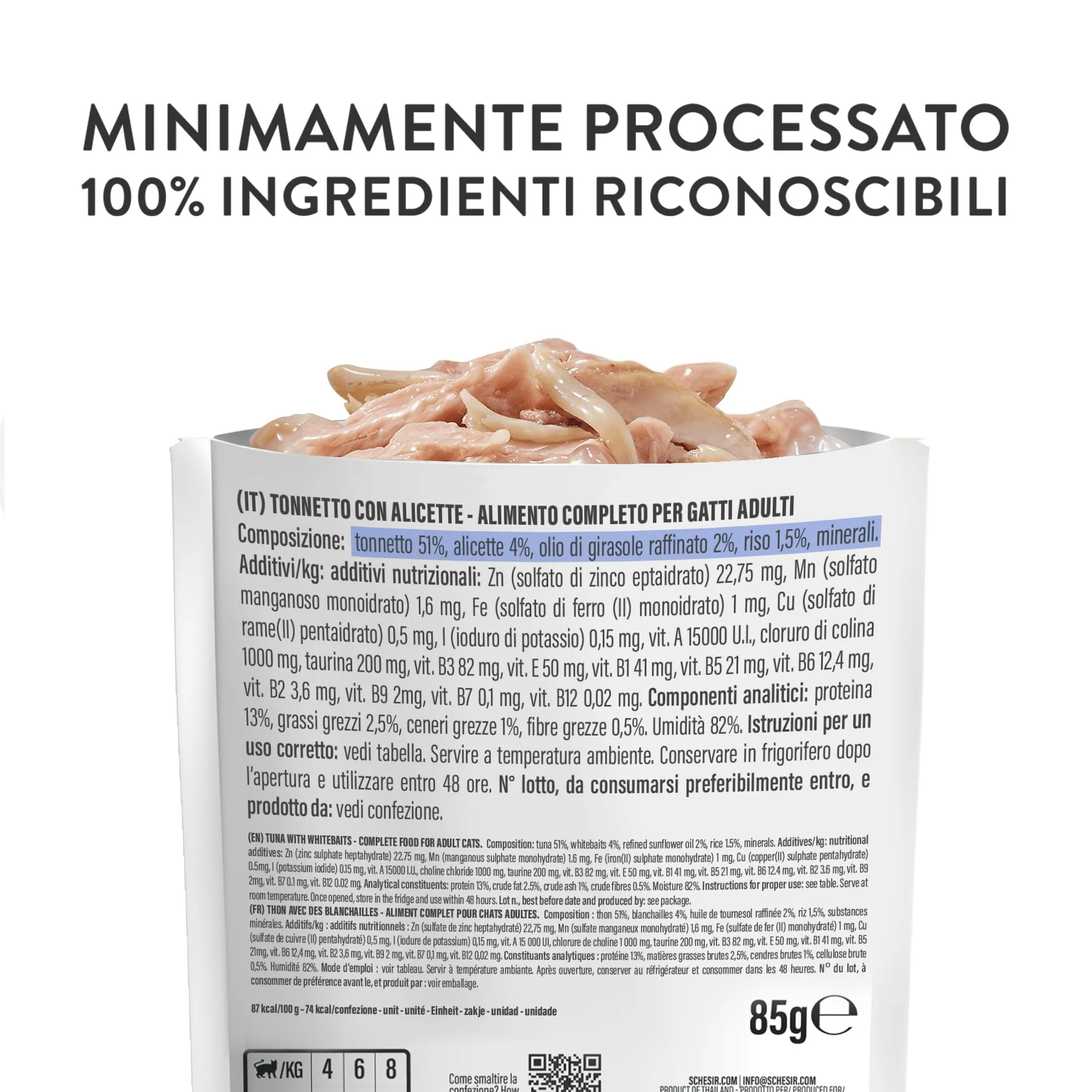 Schesir Tonnetto con Alicette in Gelatina, Alimento Umido Completo per Gatti, 6 x 85g - immagine 5
