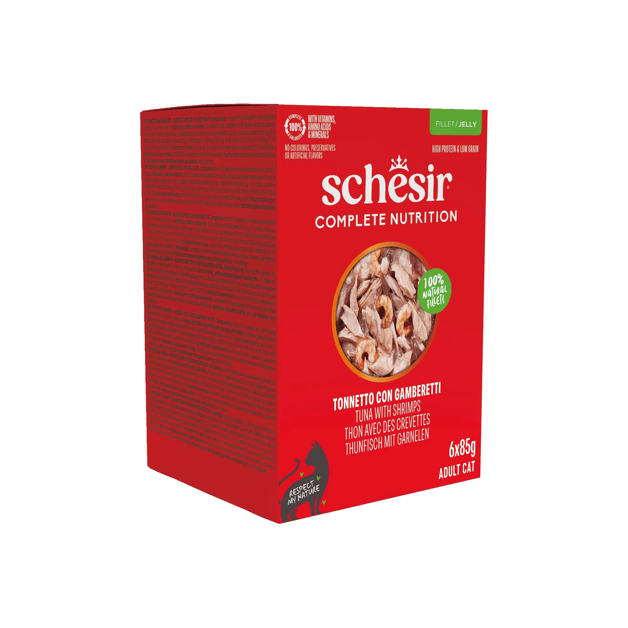 Schesir Tonnetto con Gamberetti in Gelatina, Alimento Umido Completo per Gatti, 6 x 85g - immagine 3