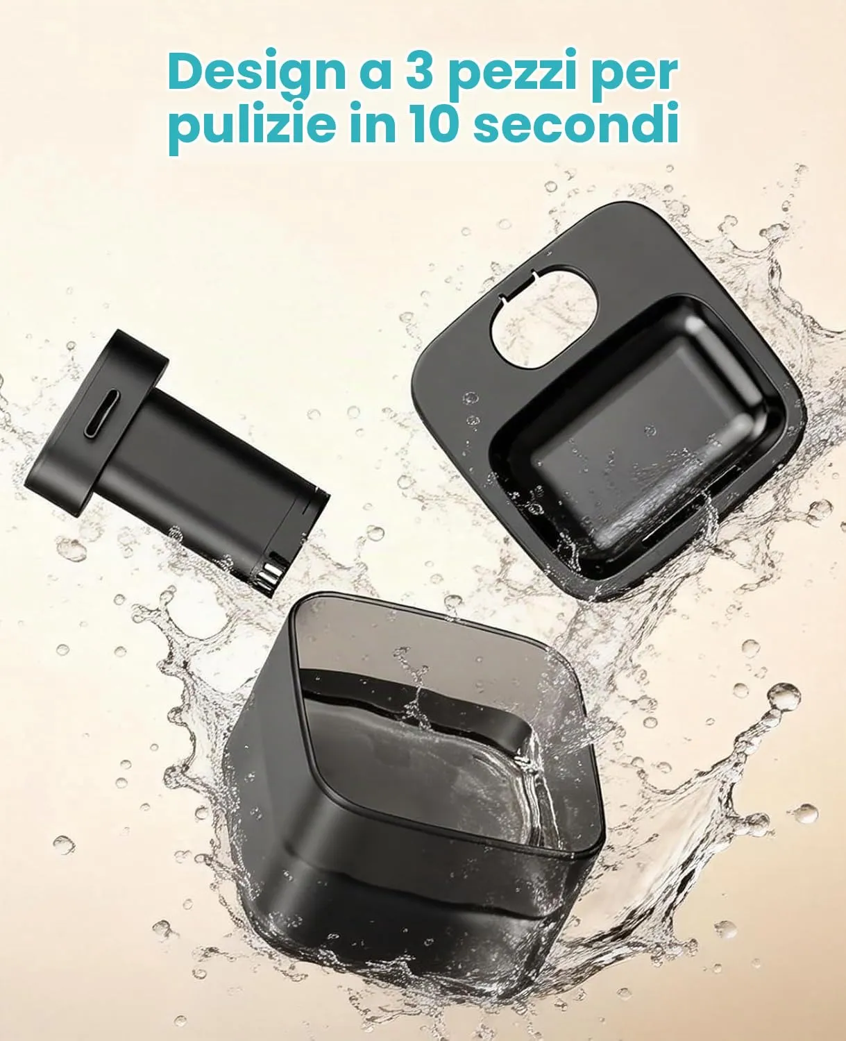 oneisall Fontana per Gatti Senza Fili, 2,2 L con Sensore di Movimento e Pompa SilentFlow, Nera - immagine 4