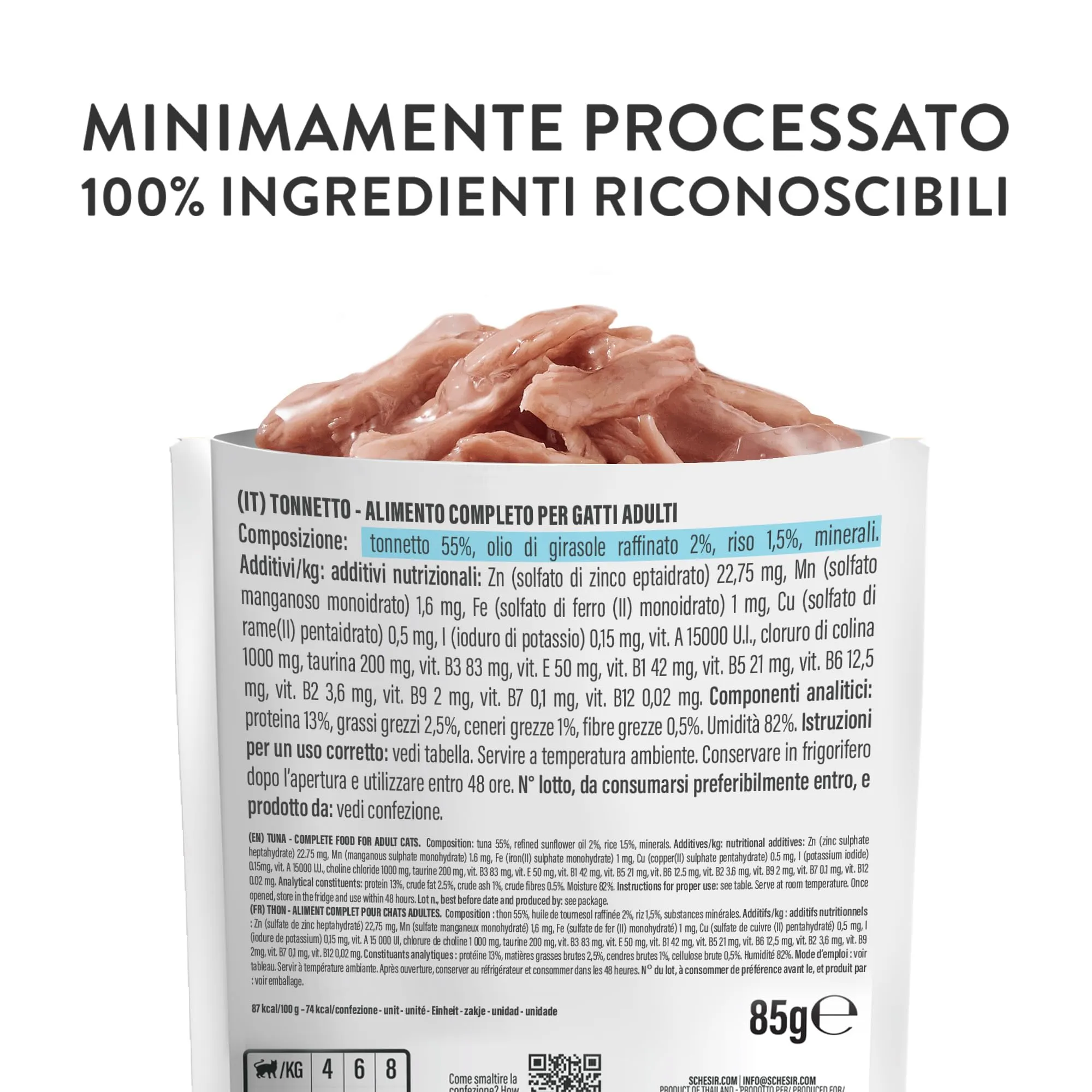 Schesir Filetti di Tonnetto in Gelatina Alimento Umido Completo per Gatti, 6 x 85g - immagine 5