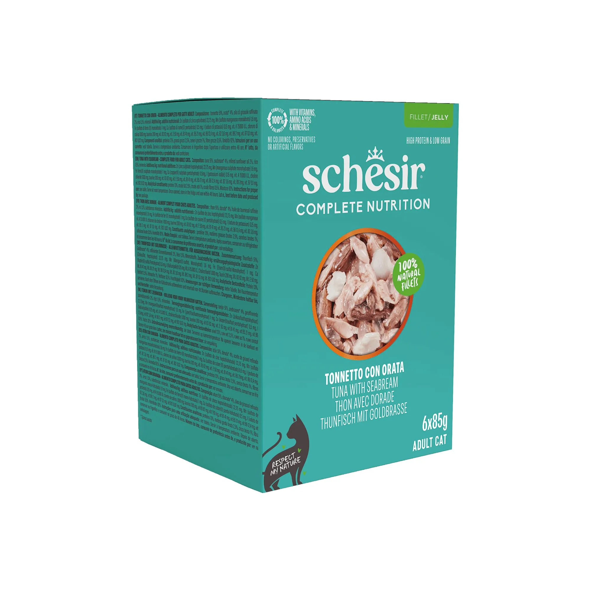 Schesir Tonnetto con Orata in Gelatina Alimento Umido Completo per Gatti 6 x 85g - immagine 3
