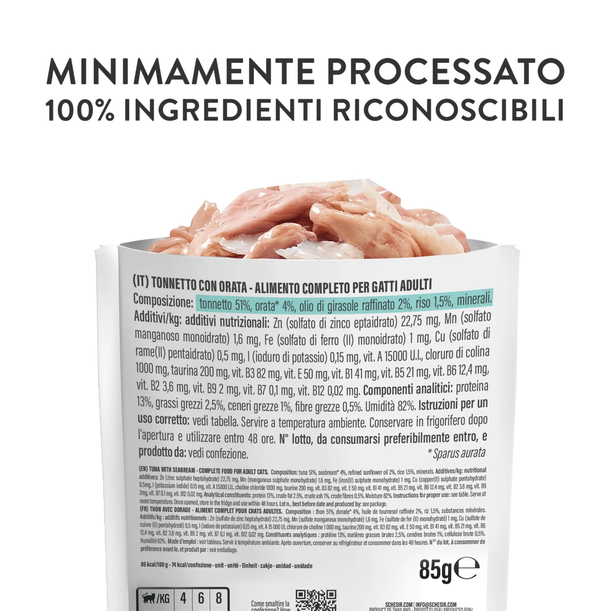 Schesir Tonnetto con Orata in Gelatina Alimento Umido Completo per Gatti 6 x 85g - immagine 5