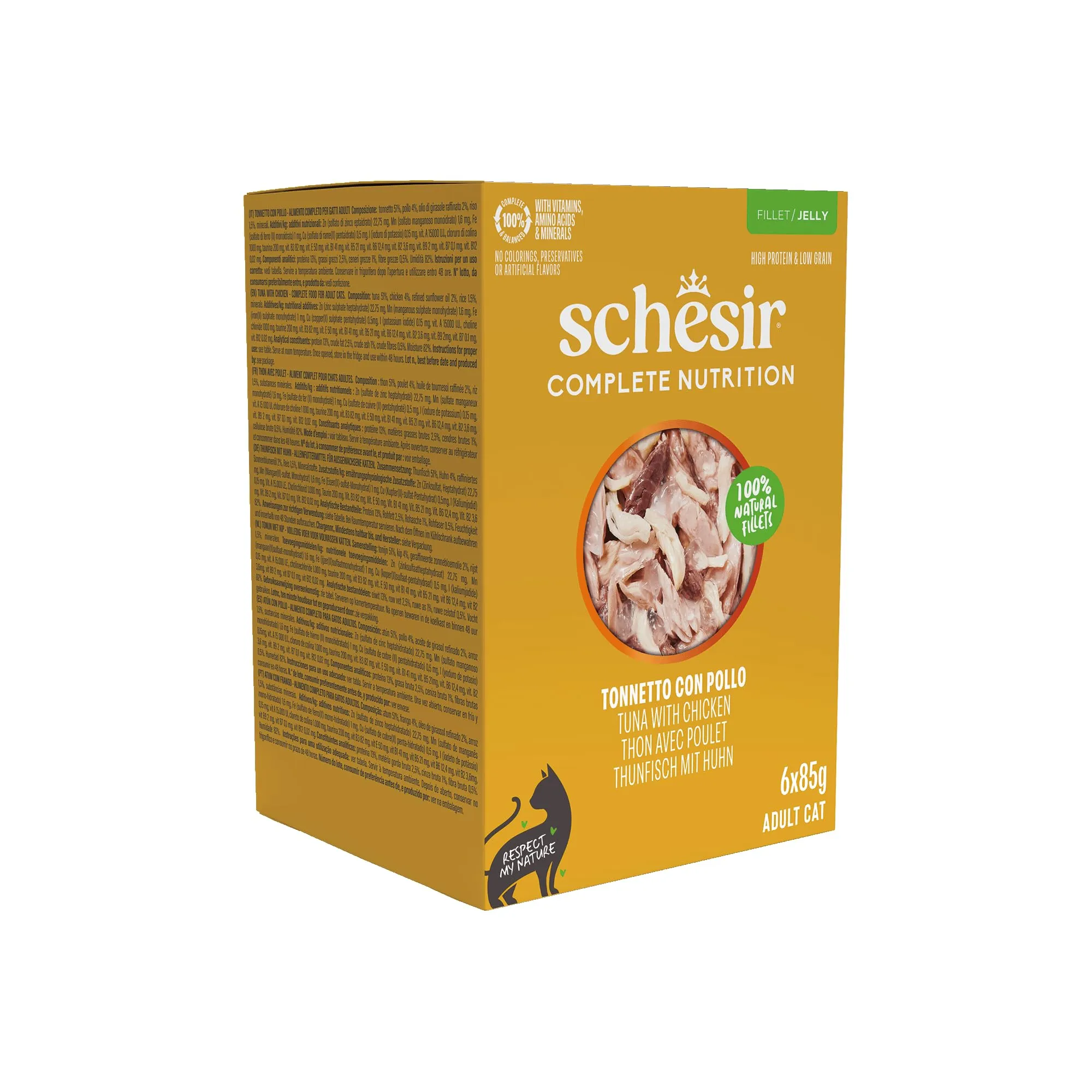 Schesir Tonnetto con Pollo in Gelatina, Alimento Umido Completo per Gatti, 6 x 85g - immagine 3