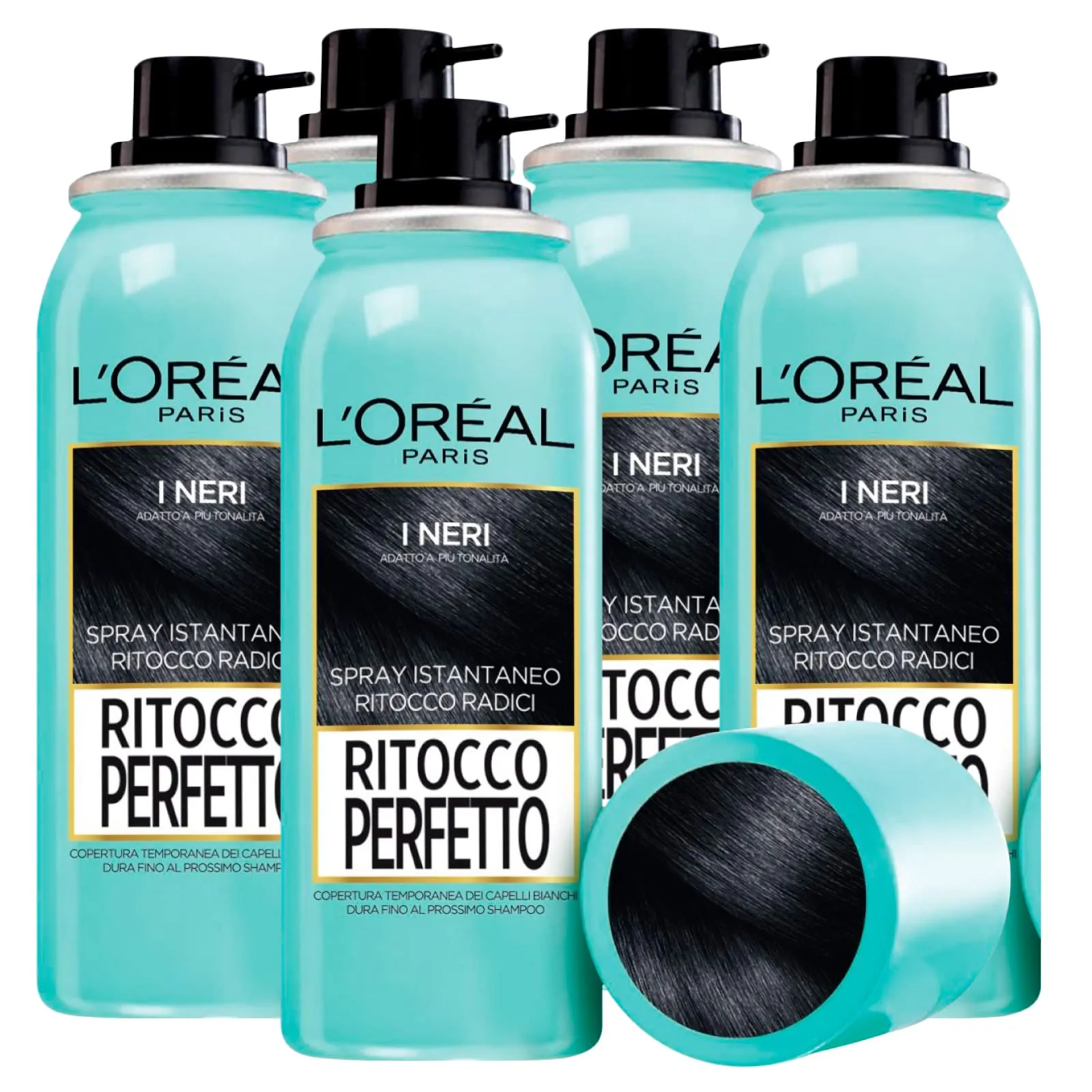 L'Oréal Paris Ritocco Perfetto Spray per Capelli Neri, Correttore Istantaneo Radici, 75ml (5 Flaconi) - immagine 1