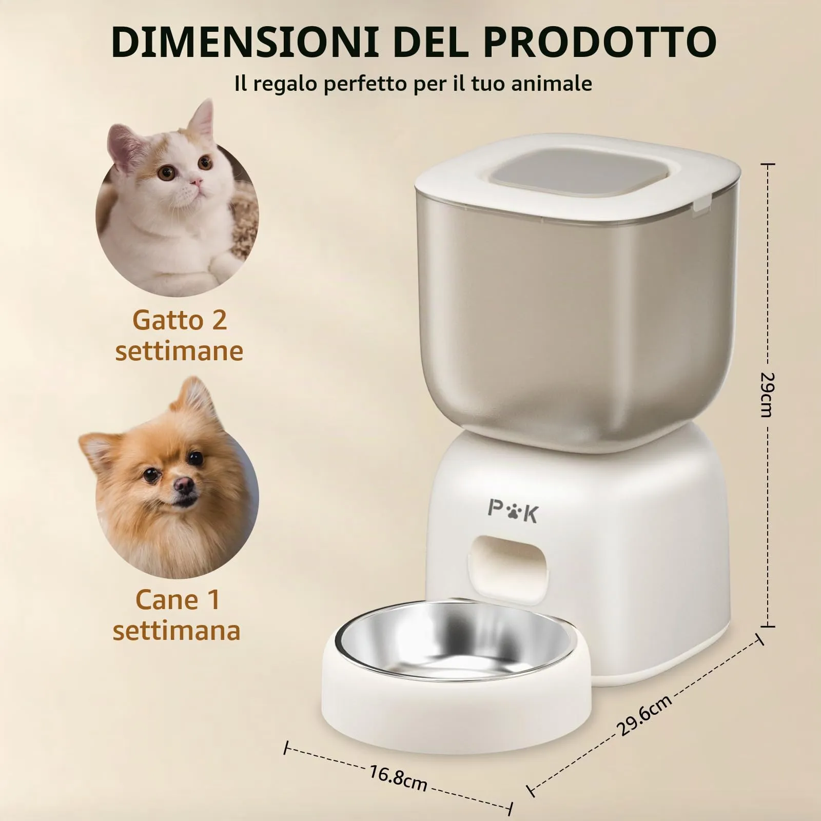 PUPPY KITTY Distributore Automatico Cibo Gatti WiFi, Controllo App, Registrazione Vocale 10S, Ciotola in Acciaio Inossidabile 304, 3L - immagine 8