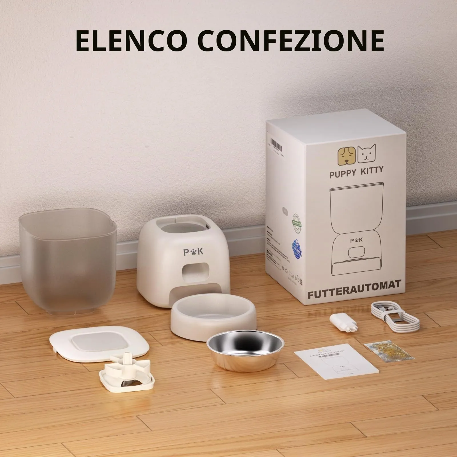 PUPPY KITTY Distributore Automatico Cibo Gatti WiFi, Controllo App, Registrazione Vocale 10S, Ciotola in Acciaio Inossidabile 304, 3L - immagine 9