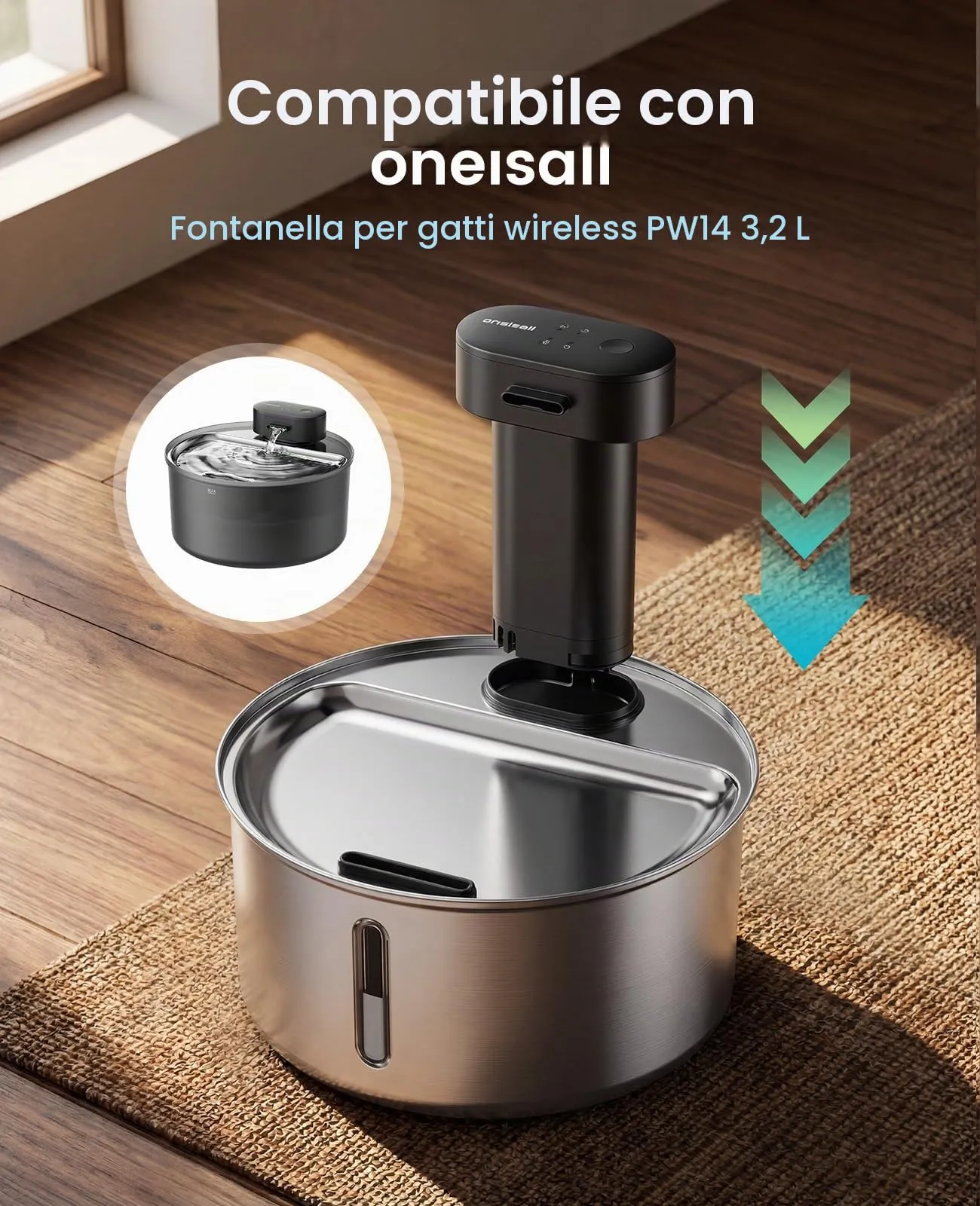 oneisall Unità principale della fontana per gatti PTM-643 - immagine 2