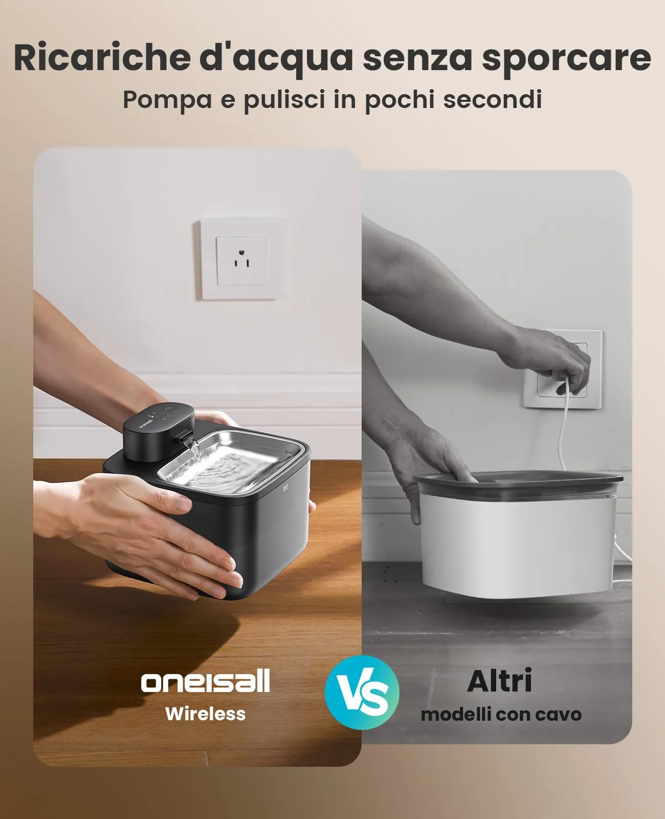 oneisall Fontana per gatti senza fili, 2.2 L, Acciaio inossidabile 304, PP, ABS - immagine 10