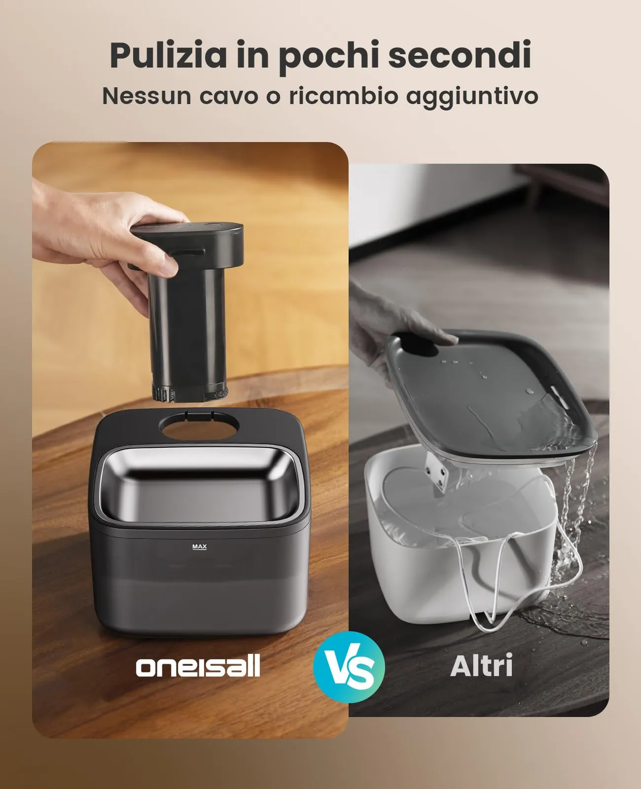 oneisall Fontana per gatti senza fili, 2.2 L, Acciaio inossidabile 304, PP, ABS - immagine 11